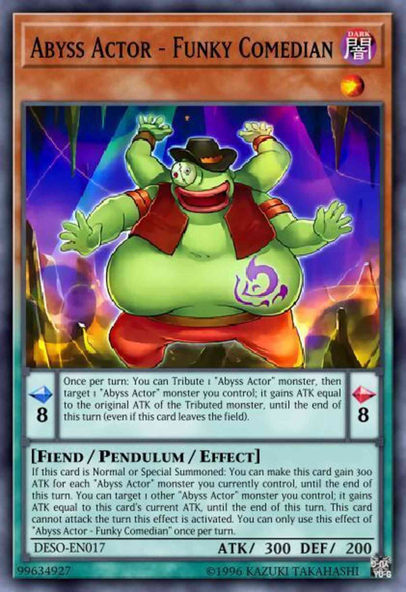 Yu-Gi-Oh! Abyss Actor - Funky Comedian - DESO-EN017 - Super Rare - 1st Edition