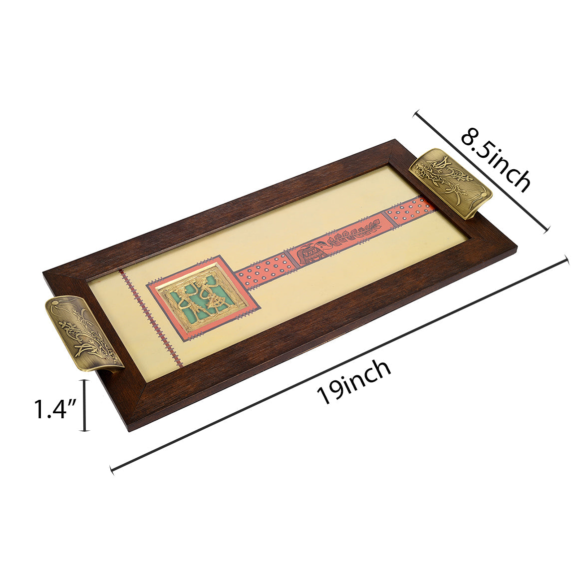 ART CREATIONS BY SUMAN SONTHALIA Beige - Aakriti Art Creations Wooden Rectangle Serving Tray - view 5