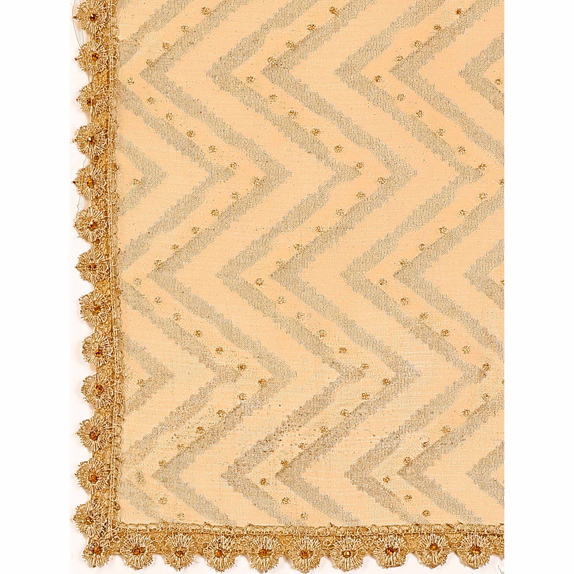 Peachmode Seller Chikoo Zig Zag Printed With Stone Work Organza Ready To Wear Saree - view 8