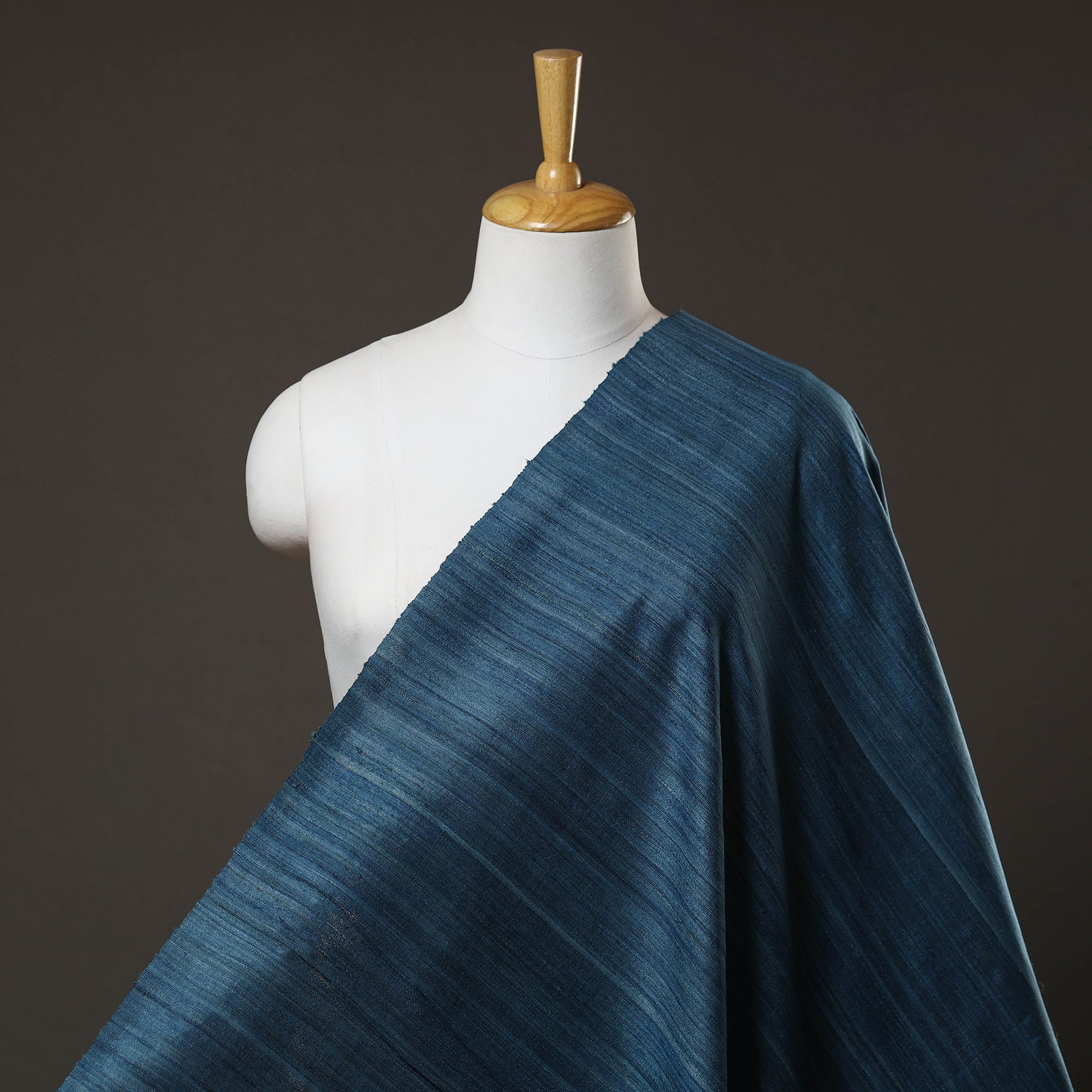 ITOKRI CRAFTS INITIATIVE Blue - Authentic Handwoven Tussar Silk Bhagalpuri Fabric 08