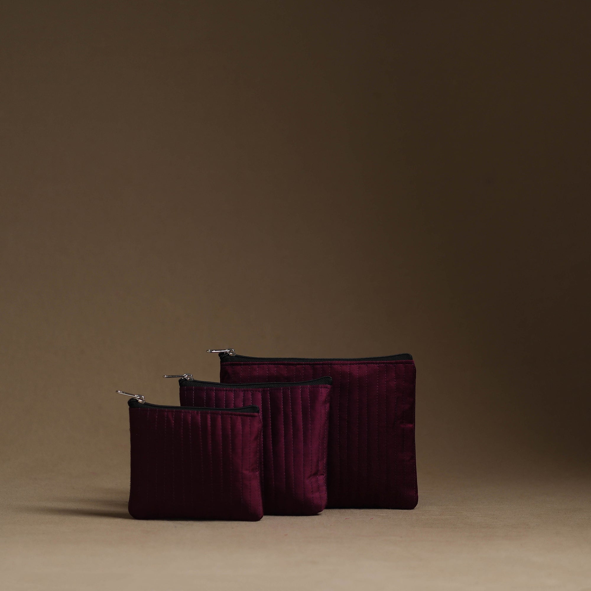 NOORI BAZAR Brown - Handmade Cotton Multipurpose Utility Pouches (set of 3) 07