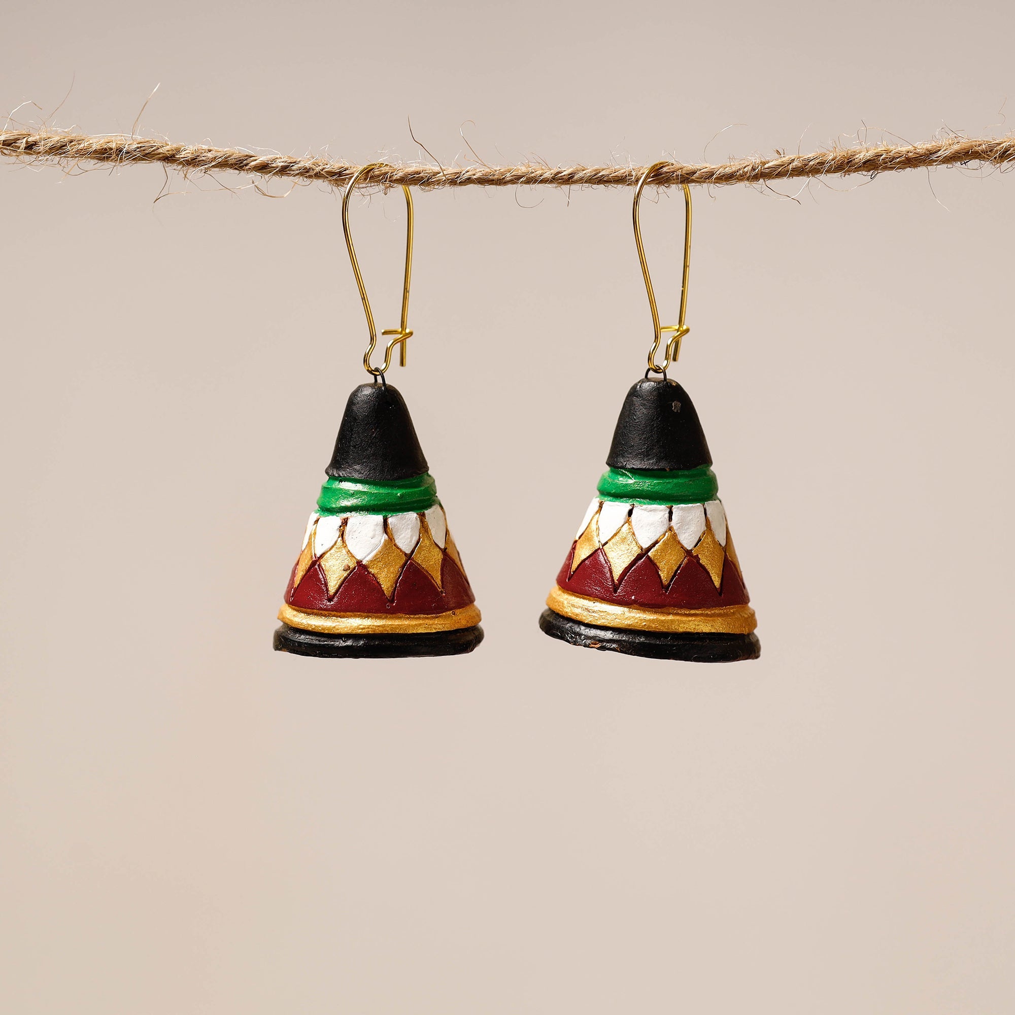 KHUSHBASH - HAPPY LOOM OF EAST Bishnupur Handpainted Dangler Terracotta Earrings 30