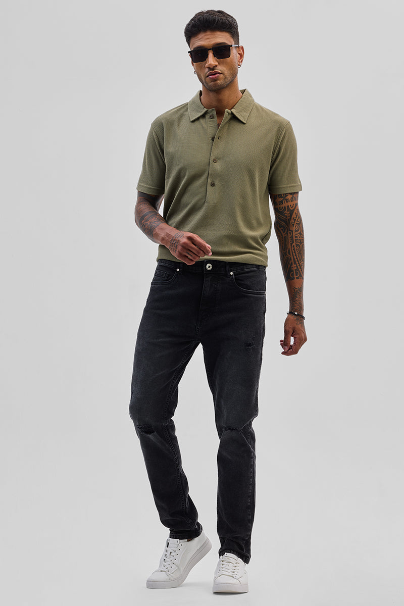 SNITCH Black Distressed Slim Fit Jeans – Charcoal Grey - view 2