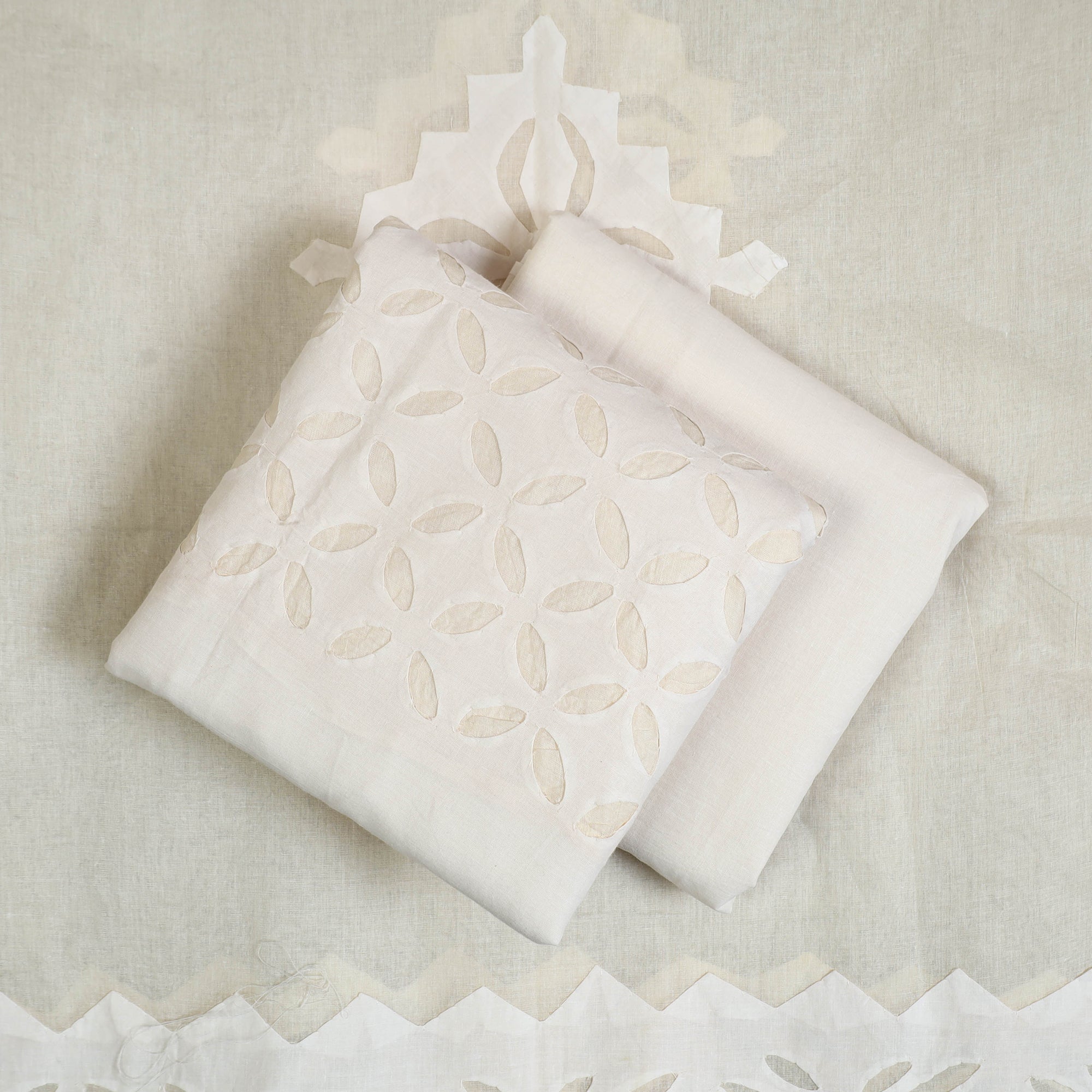 SHADES OF MARUDHARA White - 3pc Cut Work Cotton Barmer Applique Dress Material 27 - view 2
