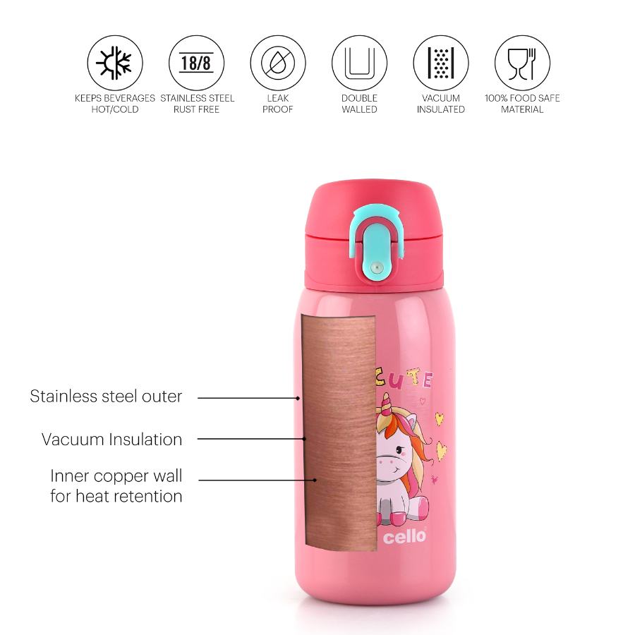 Cello Junior 375 Hot & Cold Stainless Steel Kids Water Bottle, 375ml - view 10