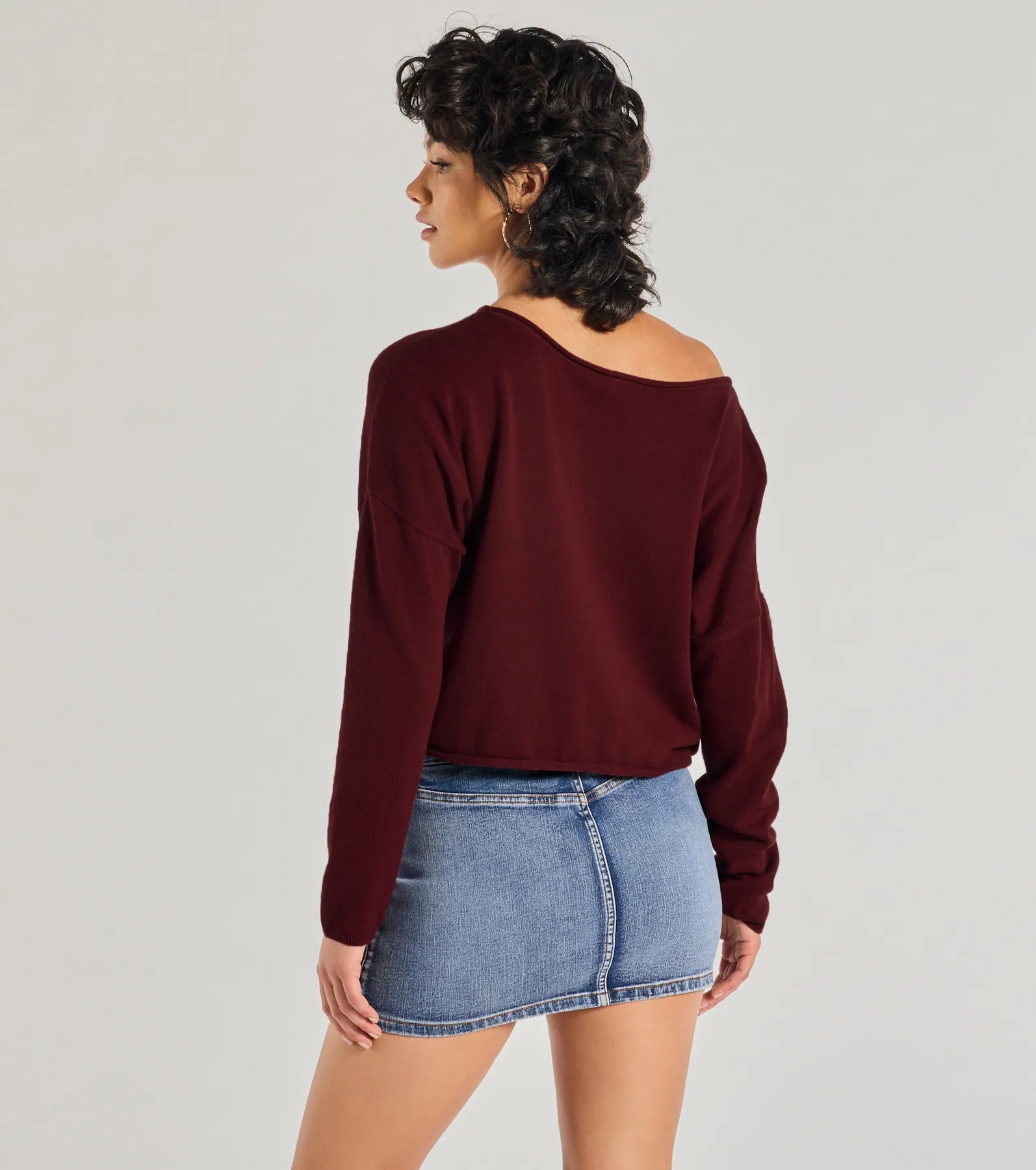 Windsor Classic Chic Asymmetrical Cropped Pullover Sweater - view 2