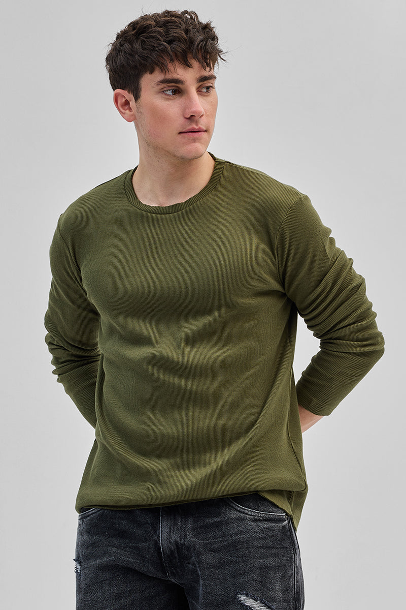 SNITCH Olive Textured Sweatshirt