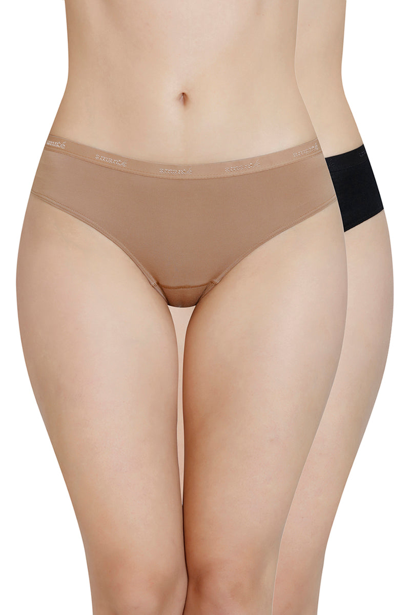 Amante Solid Mid Rise Modal Bikini Panty (Pack of 2)