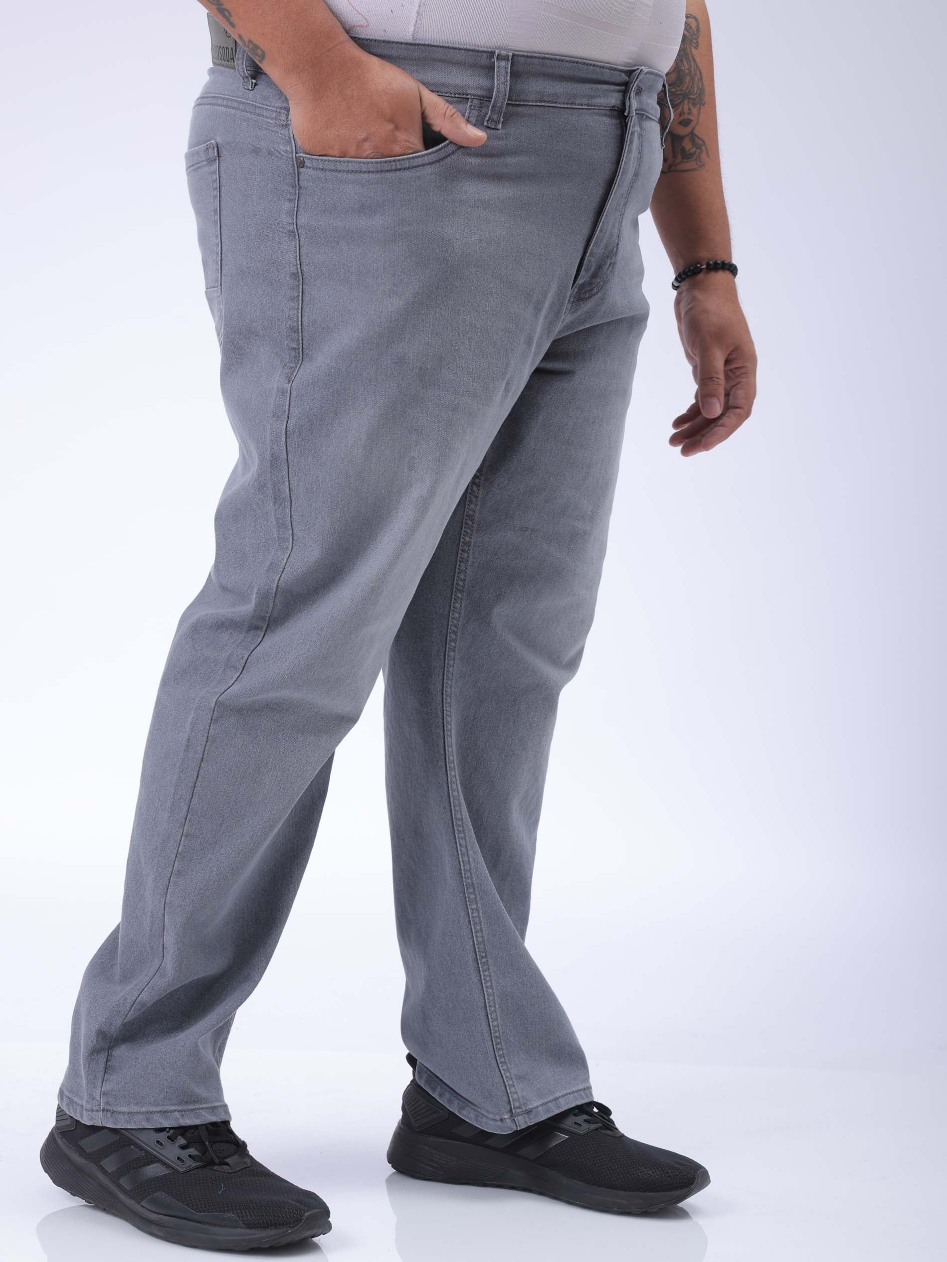 HARDSODA Men's Plus Size Grey Vintage Straight Fit Solid Jeans - view 3