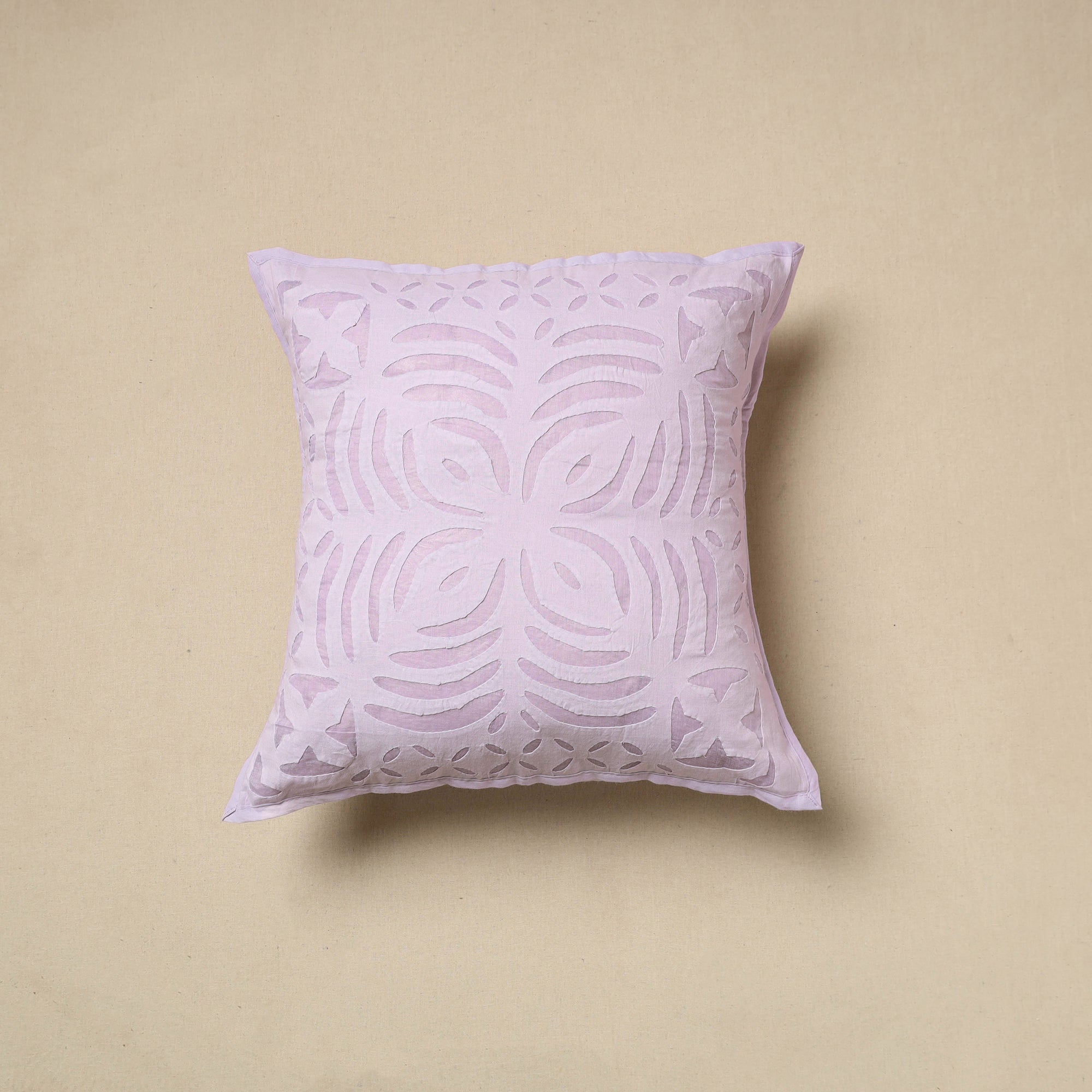SHADES OF MARUDHARA Purple - Cut Work Cotton Applique Cushion Cover (16 x 16 in) 01