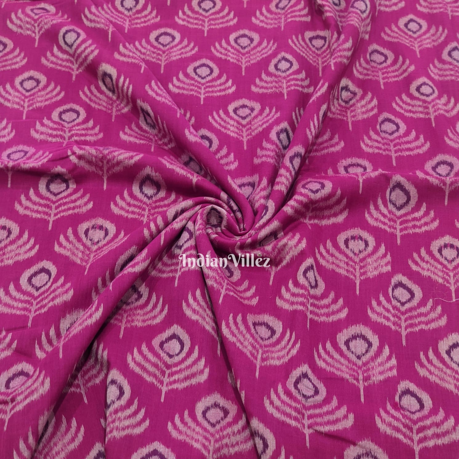 IndianVillèz Magenta Pink Mayurchandrika Sambalpuri Cotton Fabric