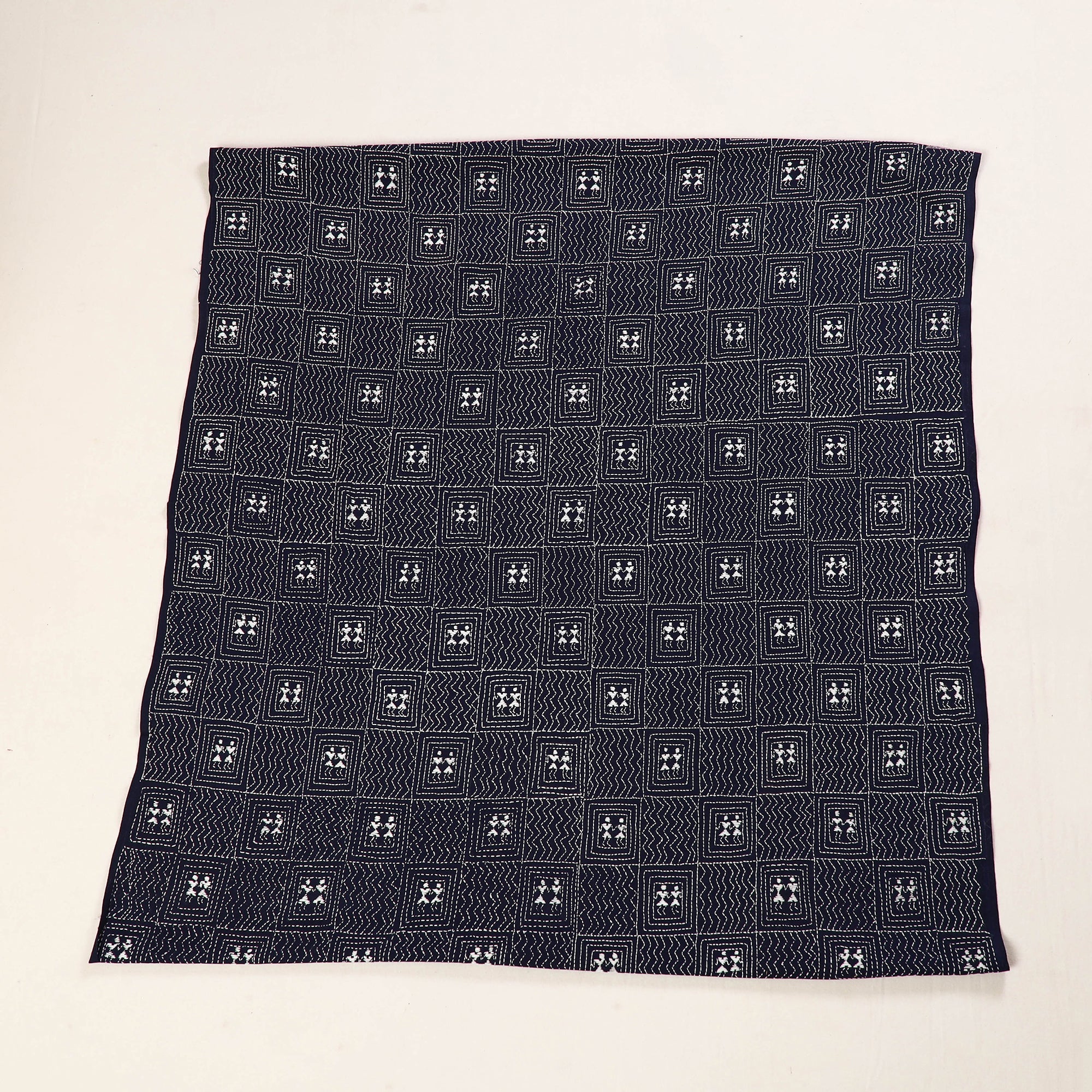 KHUSHBASH - HAPPY LOOM OF EAST Blue - Bengal Kantha Embroidery Cotton Blouse Piece 82 - view 2