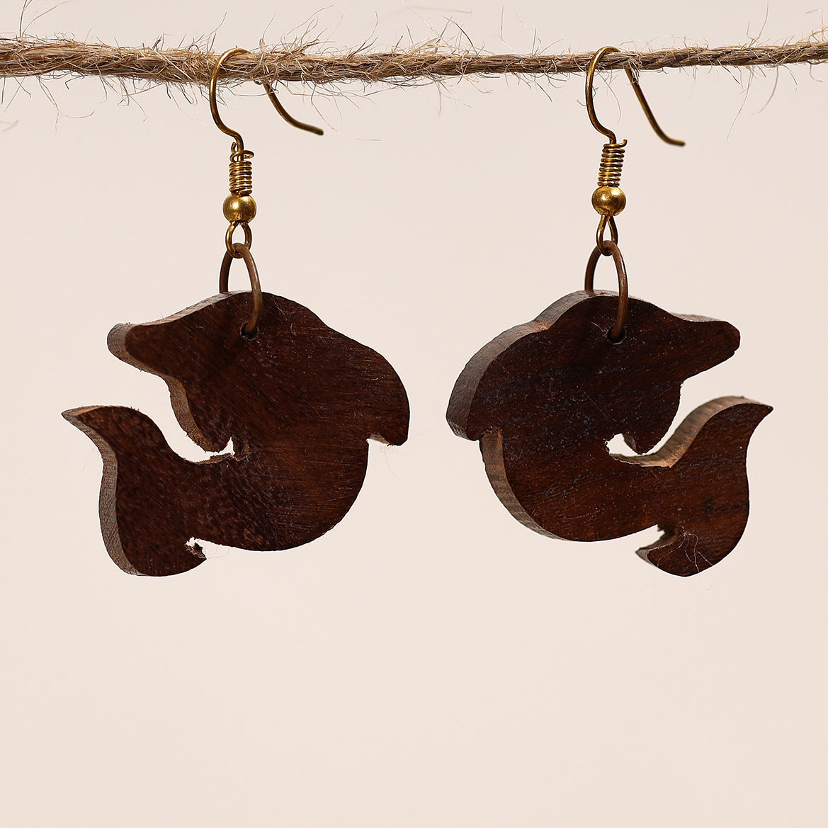 ITOKRI CRAFTS INITIATIVE Bijnor Hand Carved Sheesham Wood Earrings - view 2