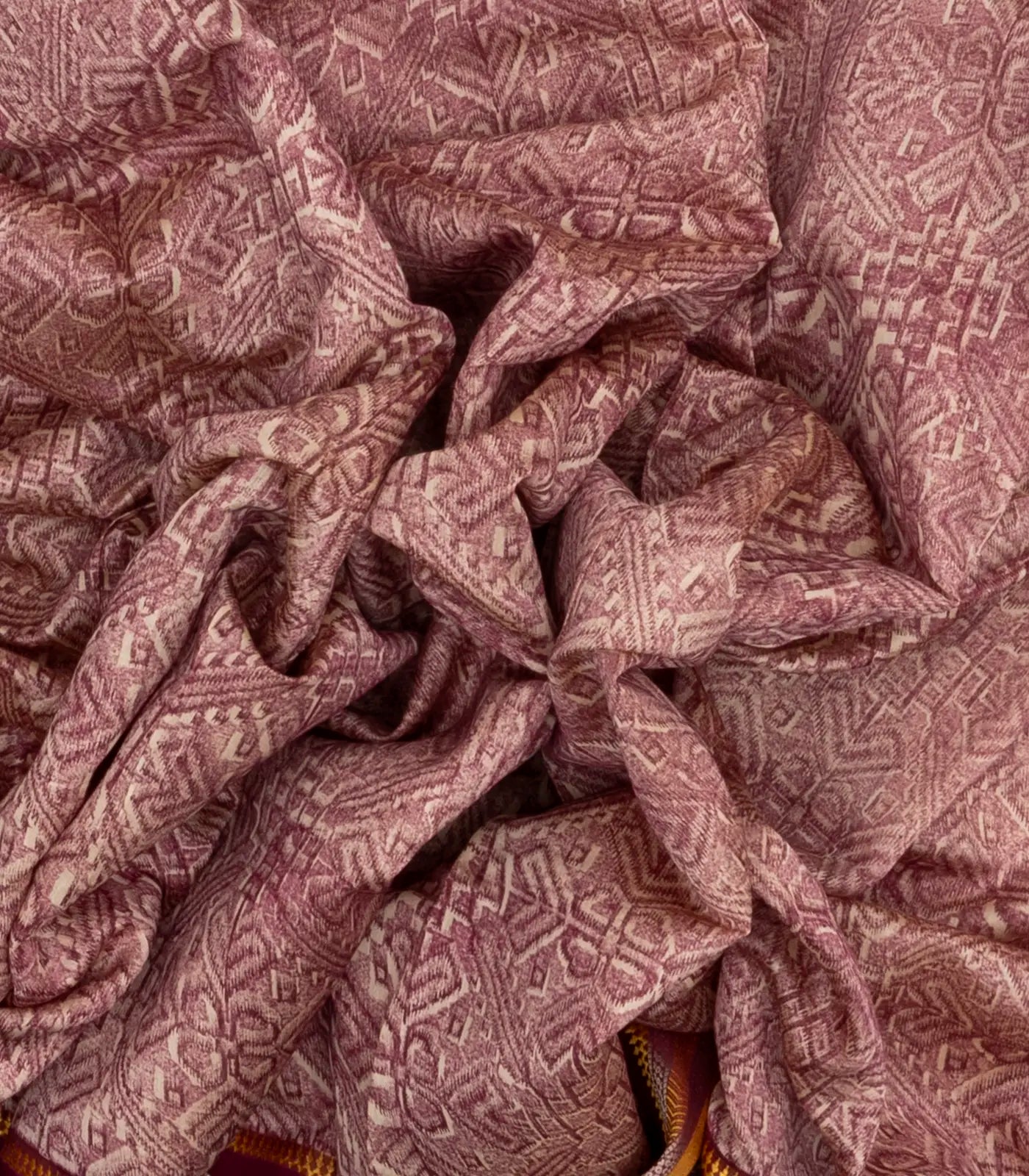 RmKV Dusty Pink Handloom Chanderi Cotton Saree With Printed Floral Motif - view 3