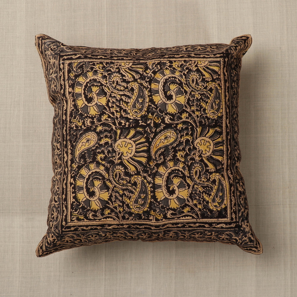 PITCHUKA SRINIVAS KALAMKARI PEDANA Black - Original Pedana Block Print Cotton Kalamkari Cushion Cover