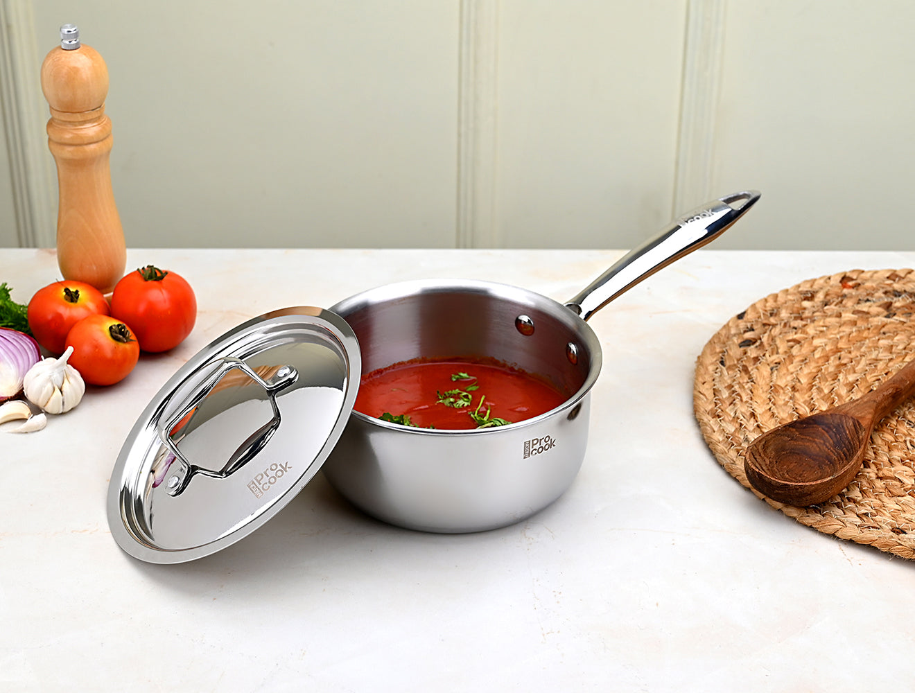 Sauce Pan With Lid - Triply (Milton Procook) – Steel - view 2