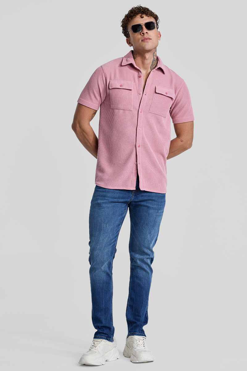 SNITCH Pink Textured Double Pocket Shirt - view 8