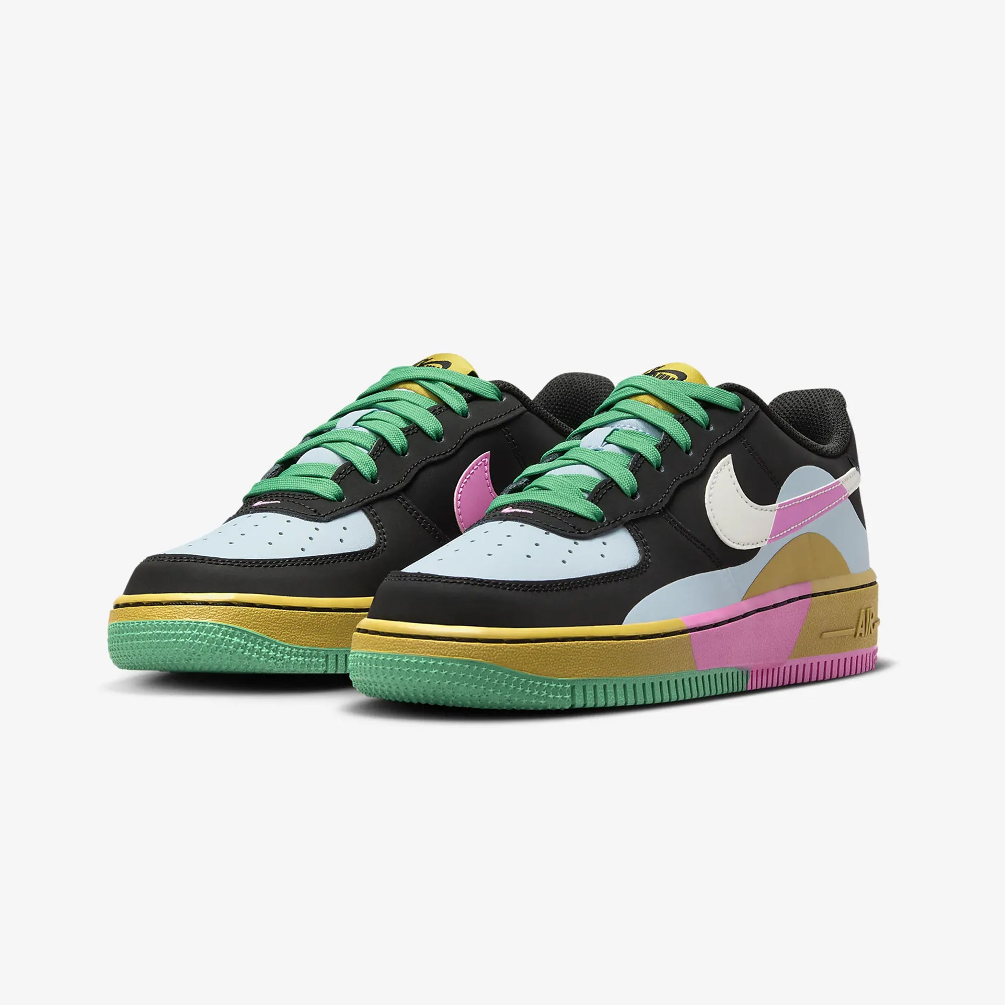 Nike | AIR FORCE 1 LV8 2 { BLACK/SUMMIT WHITE-LT ARMORY BLUE - view 2