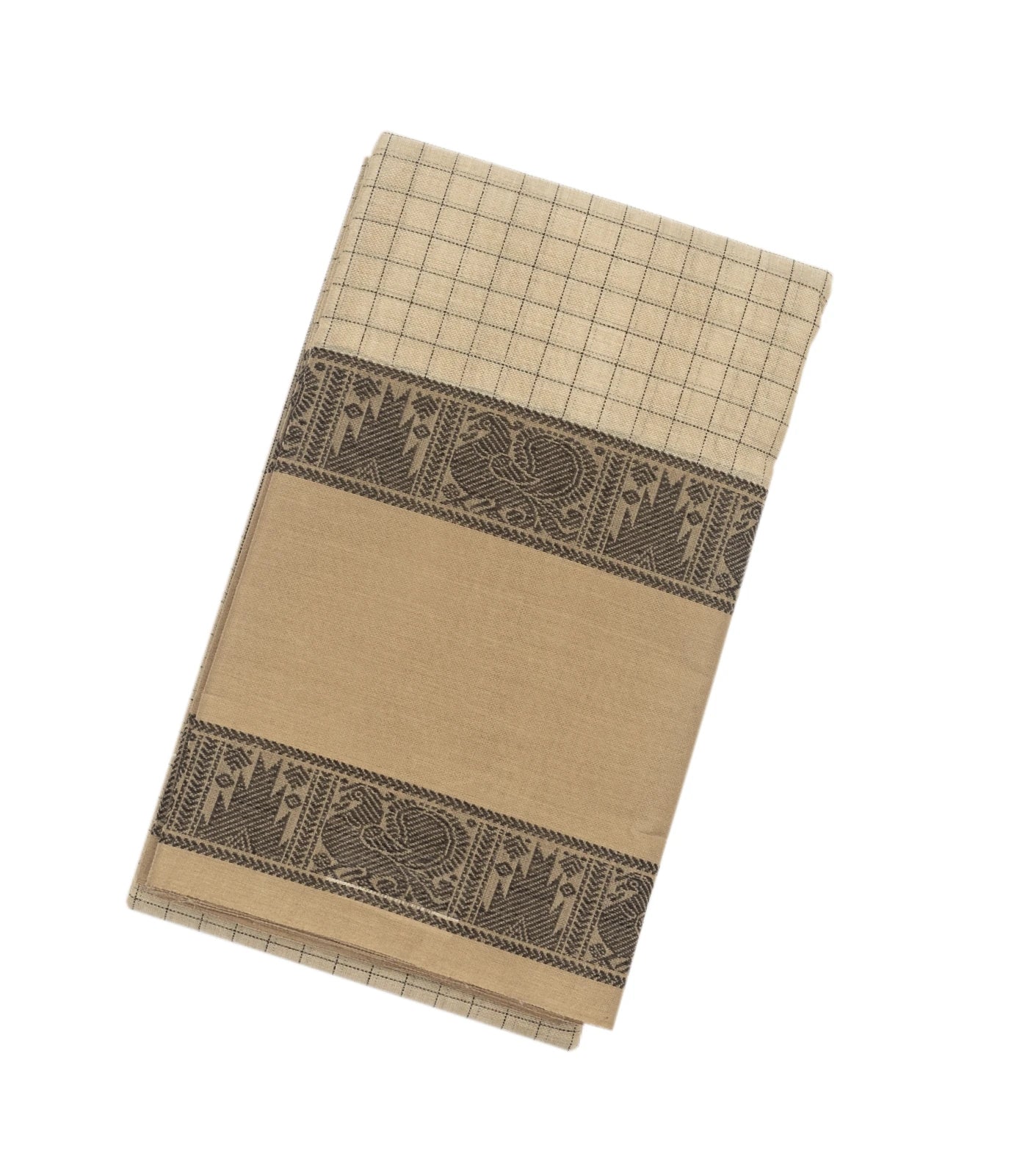 RmKV Off White Handloom Kanchi Cotton Saree With Taupe Border