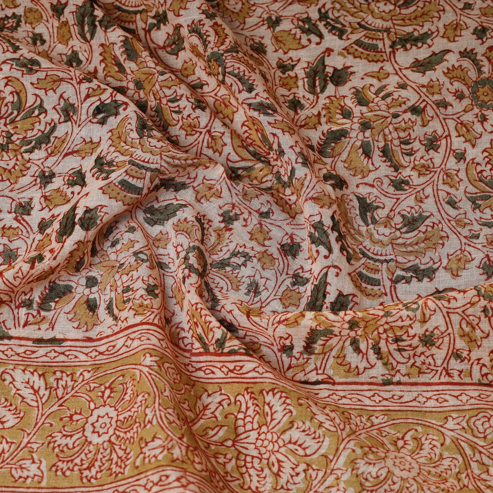 PITCHUKA SRINIVAS KALAMKARI PEDANA Beige - Original Pedana Kalamkari Block Printed Cotton Scarf - view 2