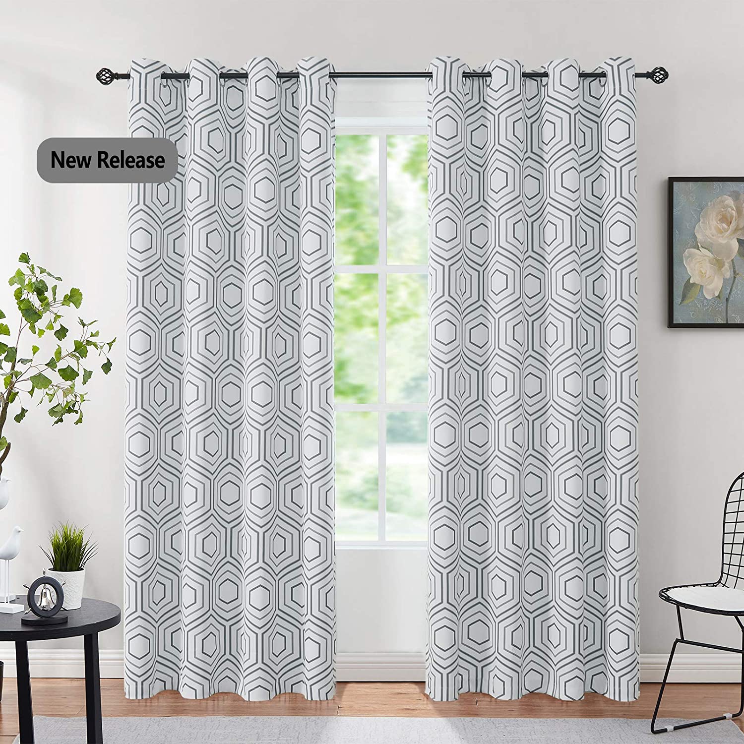 100 cotton curtains – Urban Space -Home Furnishing Store 100% Cotton Curtains for Living Room, Bedroom curtains - Pack of 2 curtains, Hexagon
