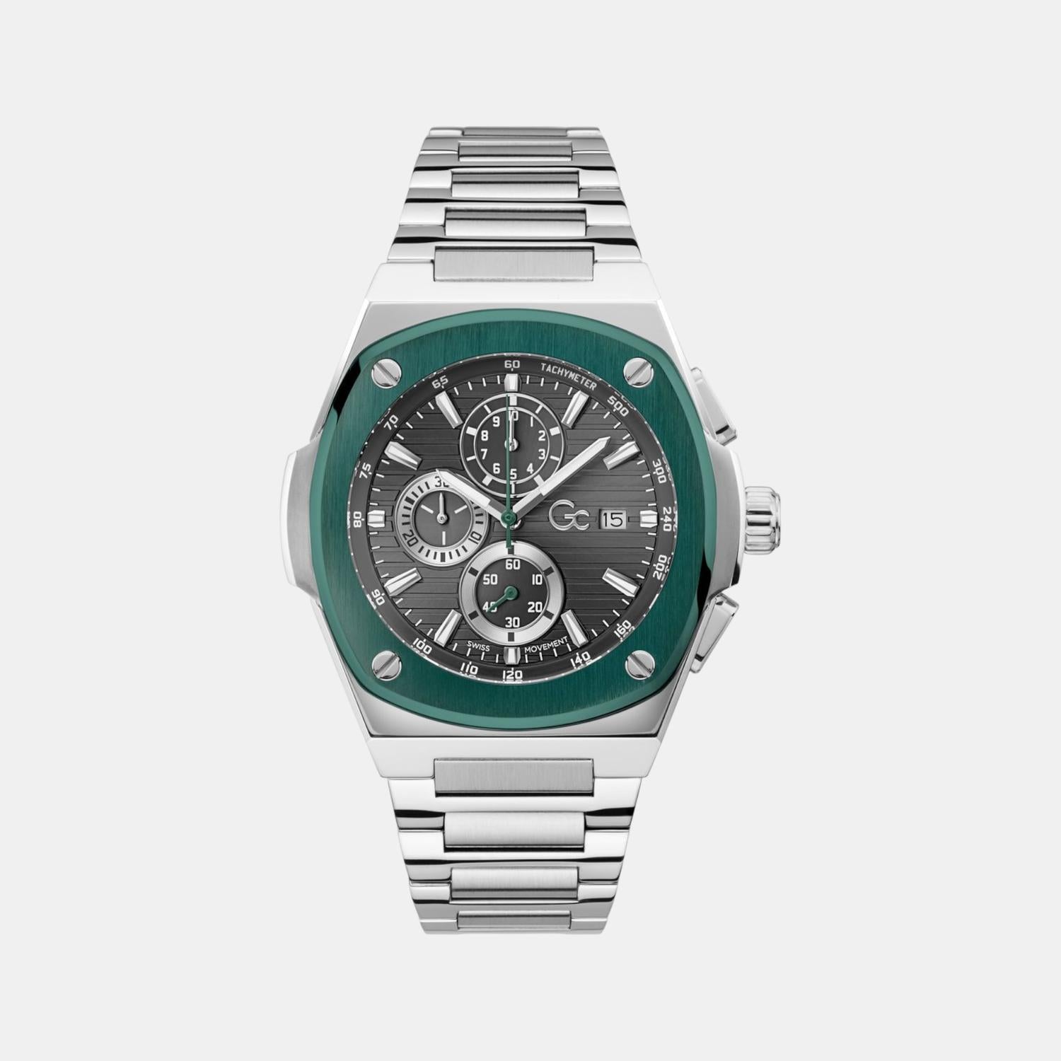 Gc Coussin Shape Women Quartz Grey Dial Chronograph Stainless Steel Watch Y99022G5MF