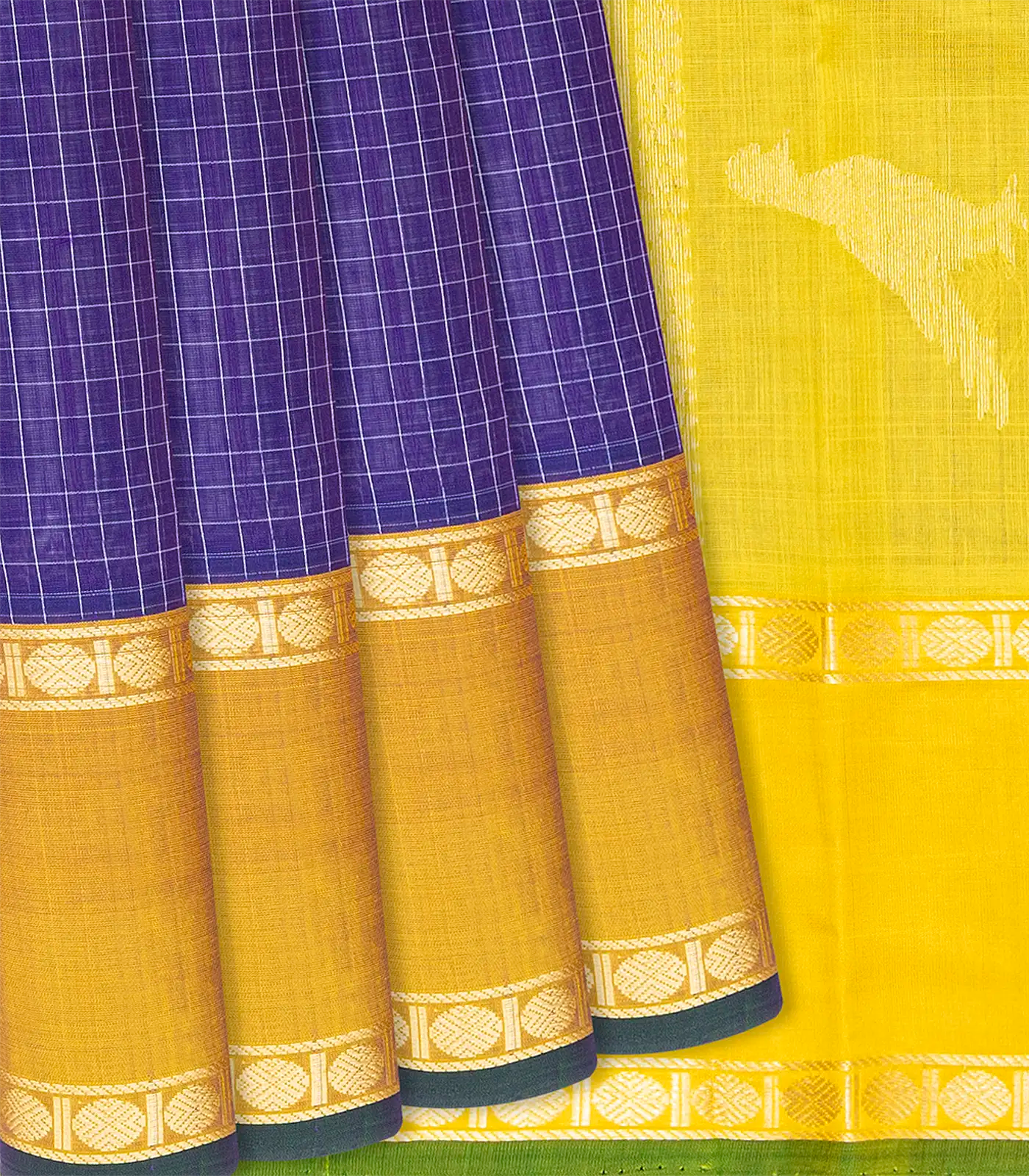 RmKV Violet Handloom Chirala Silk Cotton With Checks-Violet