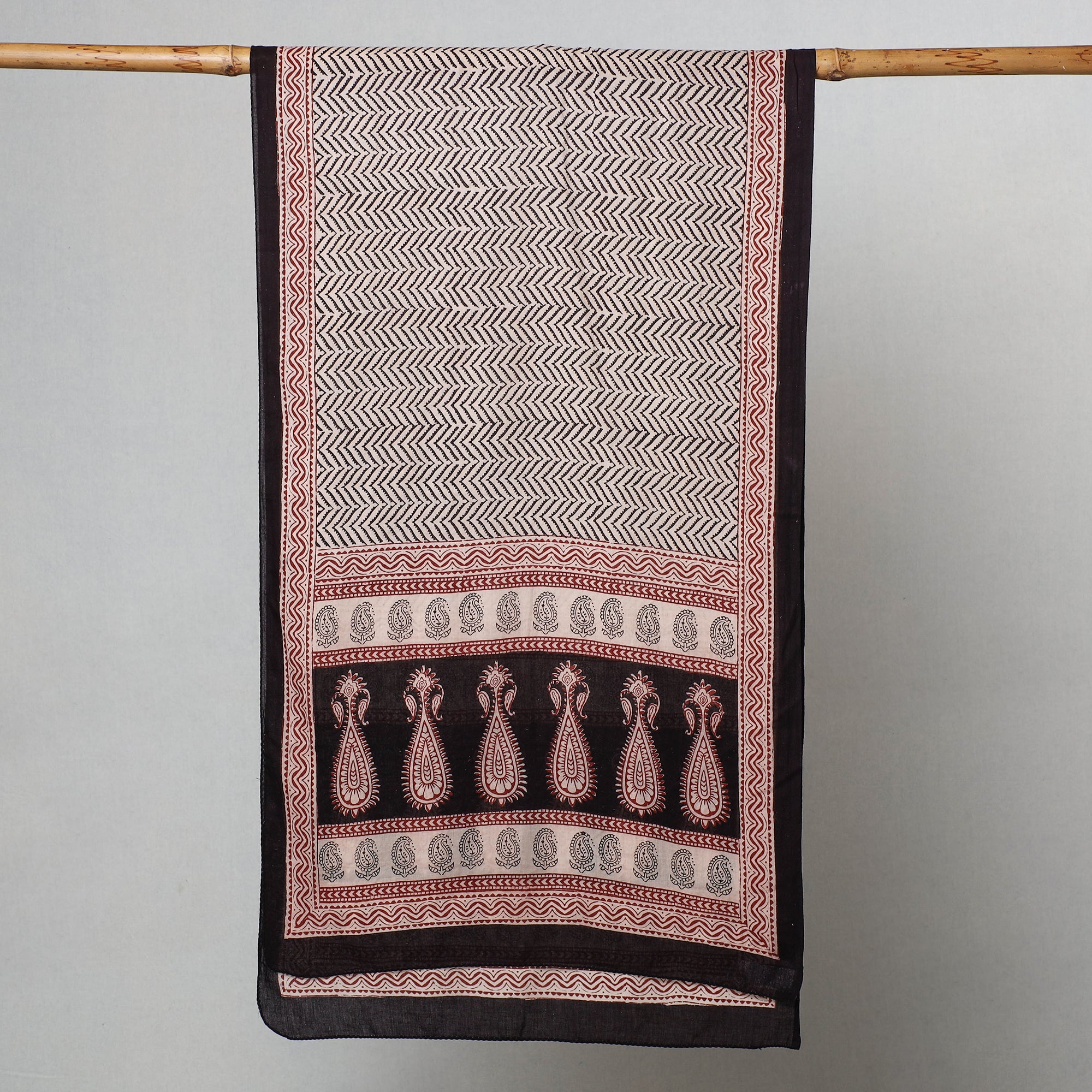 BAGH PRINTS BY MOHAMMED BILAL KHATRI Black - Bagh Hand Block Printed Cotton Stole - view 2