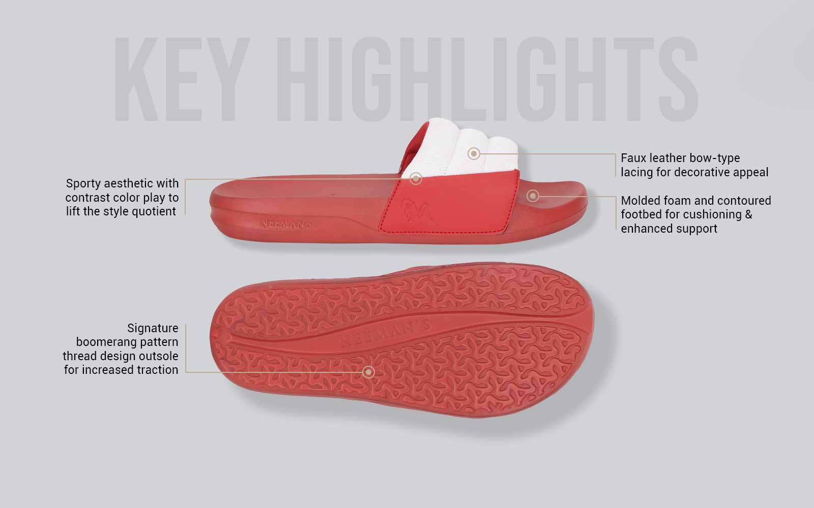 Neeman's Squooshy Slides for Men : Red-White - view 4