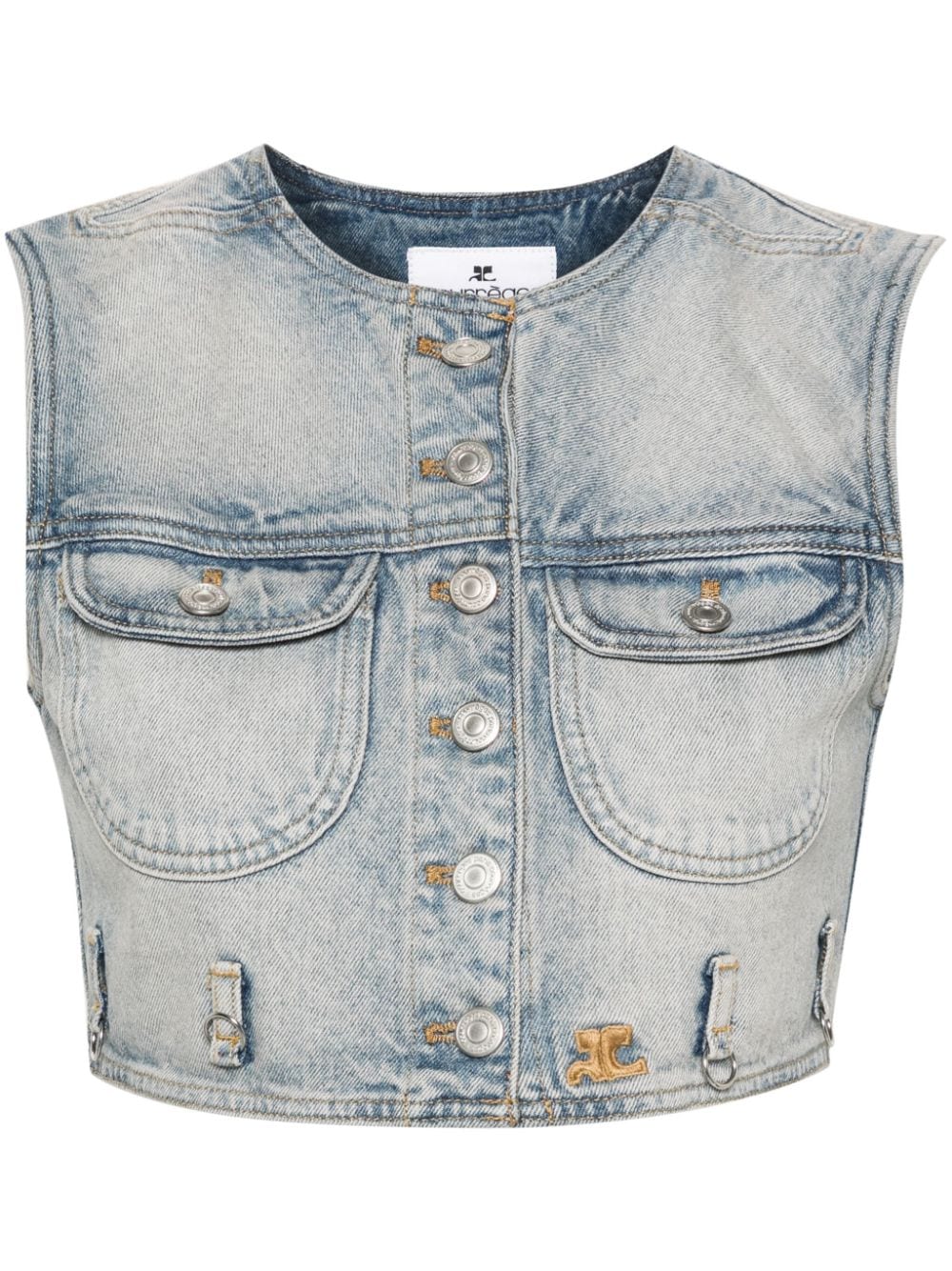 Courreges Pre Denim cropped vest – Cotton 100%