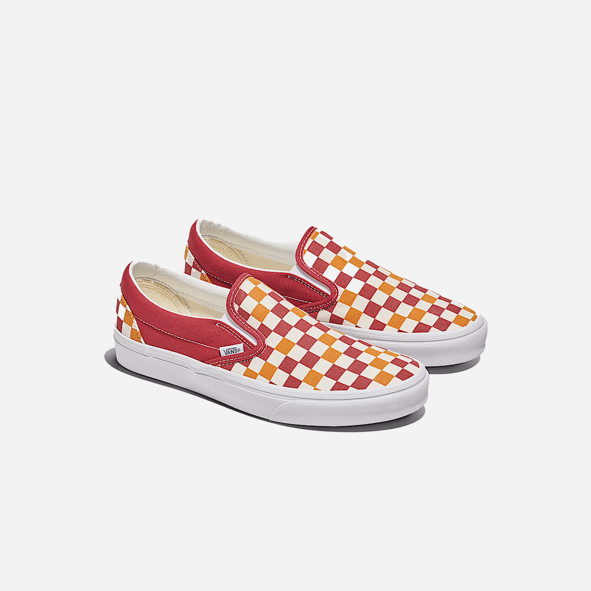 Vans Classic Slip-On Checkerboard Shoe Red / White - view 2
