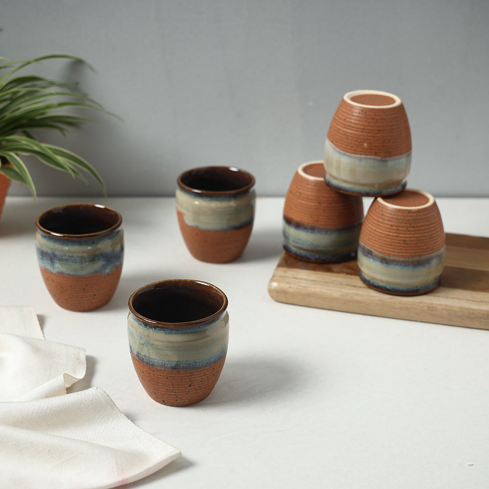 Tone kullad set – HAVELI CHRONICLES Brown - Ceramic Dual Tone Kullad (Set of 6)