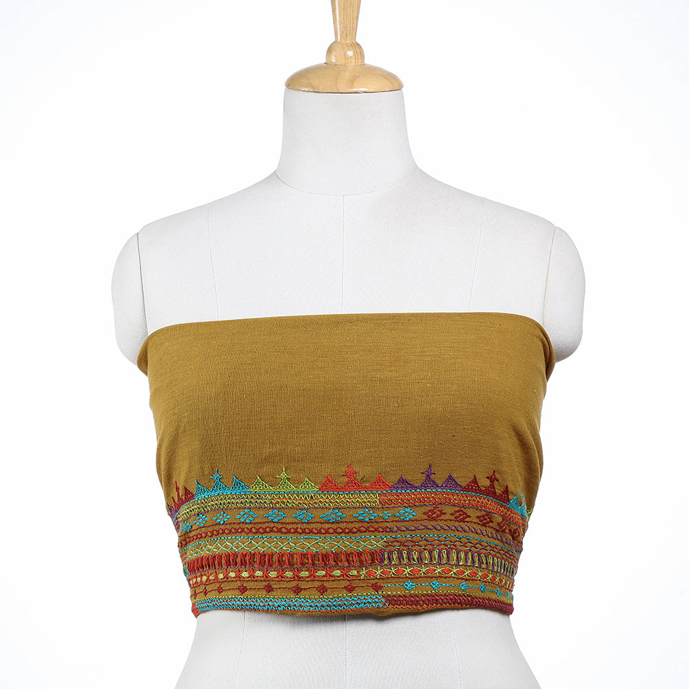 SANDUR KUSHALA KALA KENDRA Brown - Lambani Embroidery Handspun Cotton Blouse Piece