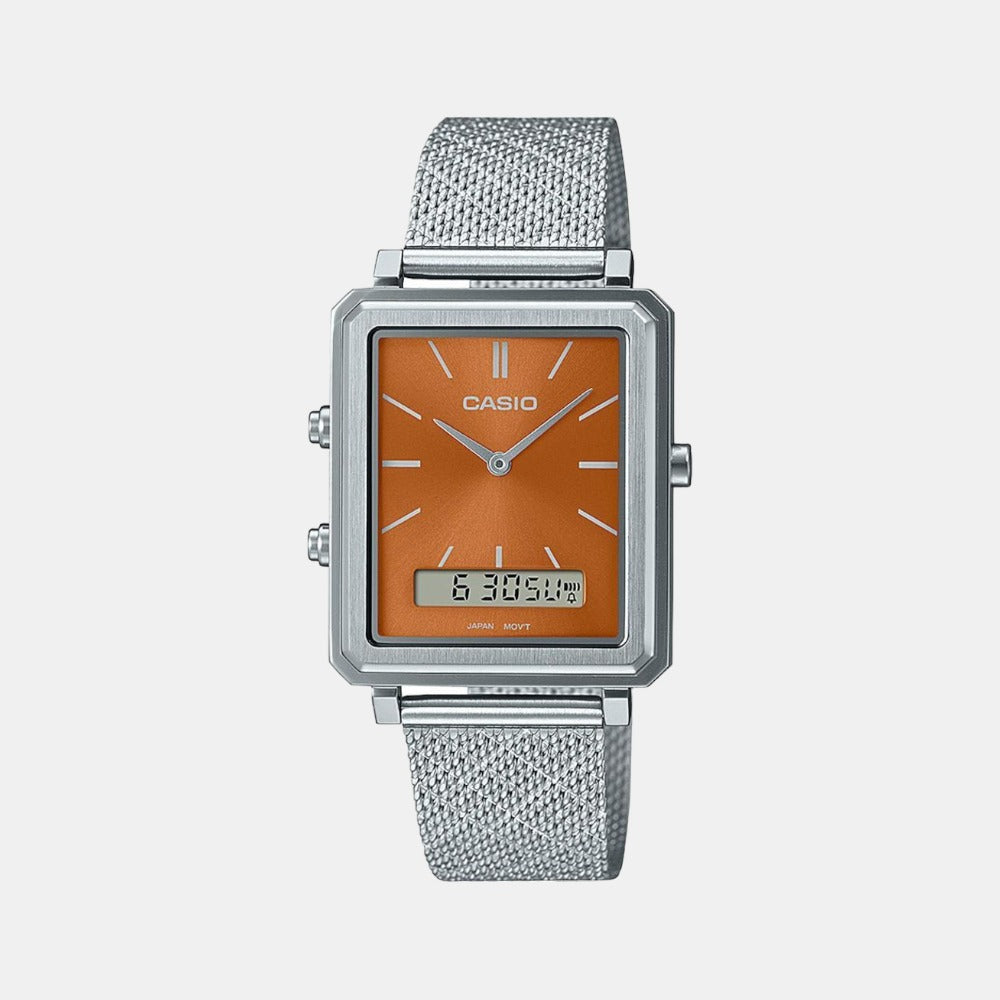 Casio Enticer Men Quartz Brown Dial Analog Stainless Steel Watch A2088