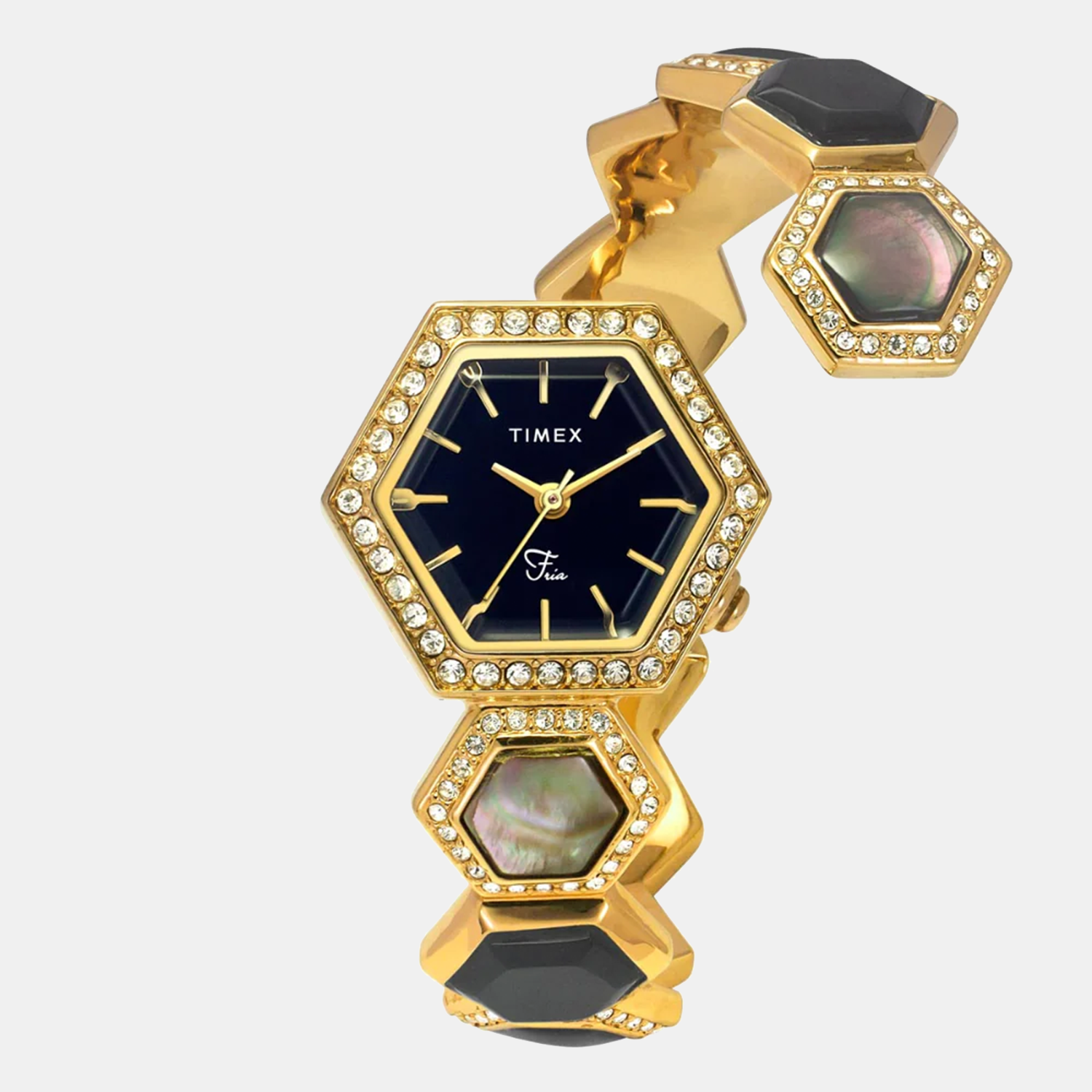 Timex Fria Women Quartz Black Dial Analog Brass Watch TWEL17900