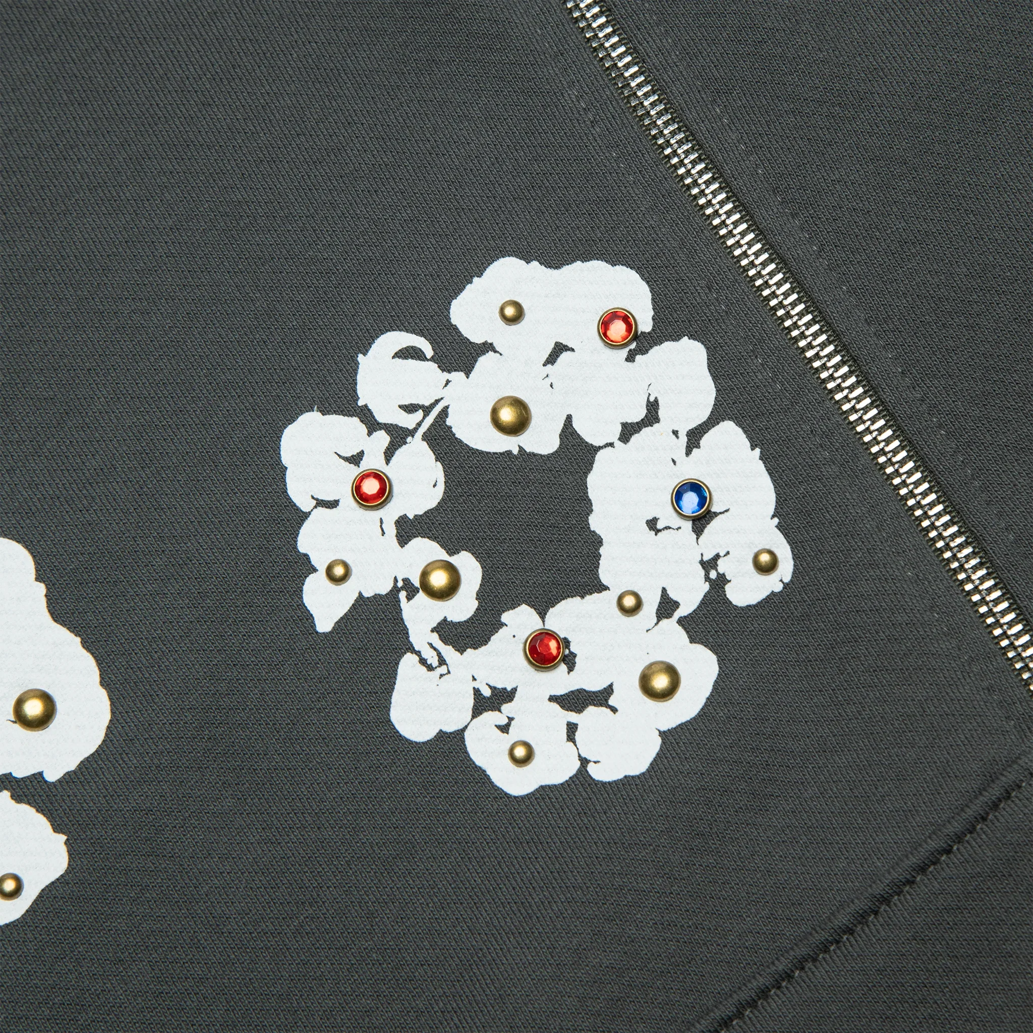 Denim Tears Rhinestone The Cotton Wreath Vintage Black Zip-Up Hoodie - view 4