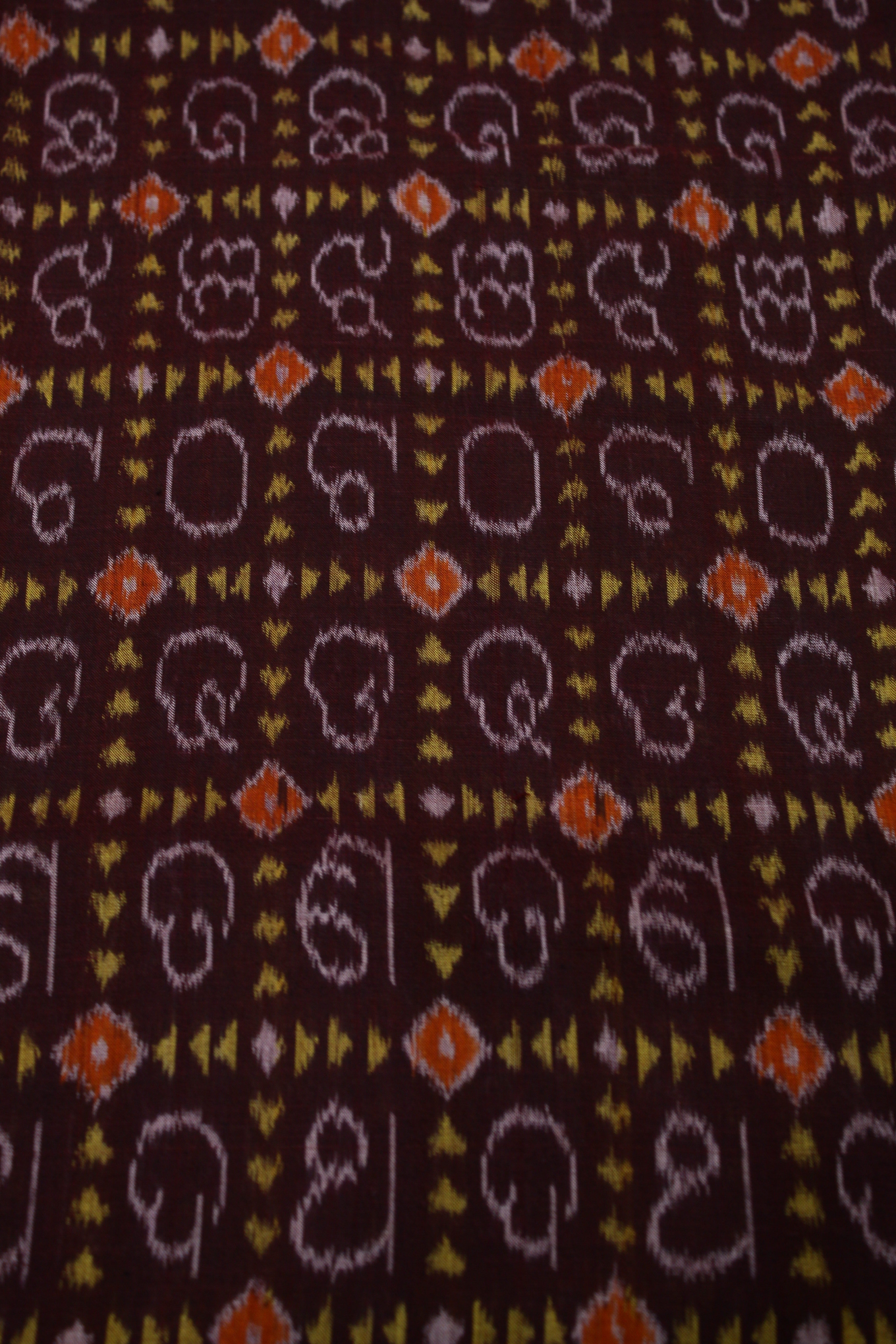 IndianVillèz Coffe Odia Barnamala Sambalpuri Ikat Cotton Fabric - view 2
