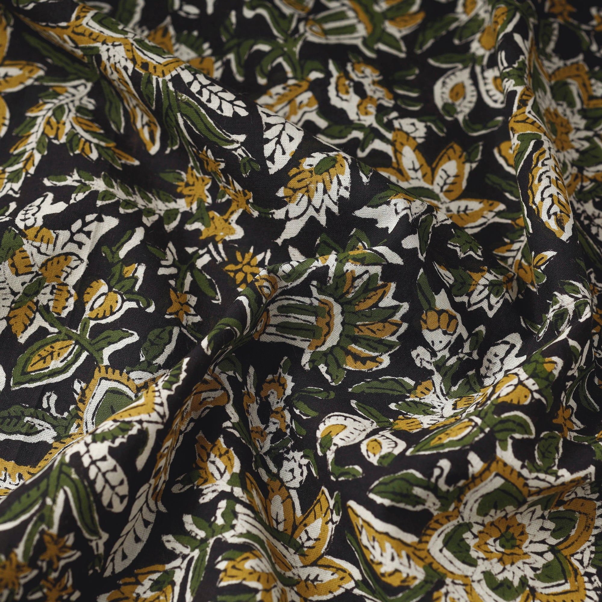 HAVELI CHRONICLES Black - Kalamkari Bagru Block Print Cotton Fabric - view 3
