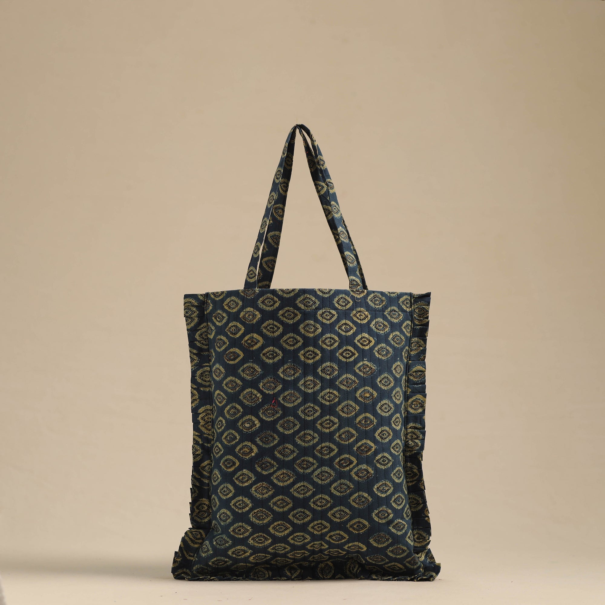 NOORI BAZAR Blue - Handcrafted Cotton Frill Jhola Bag 19