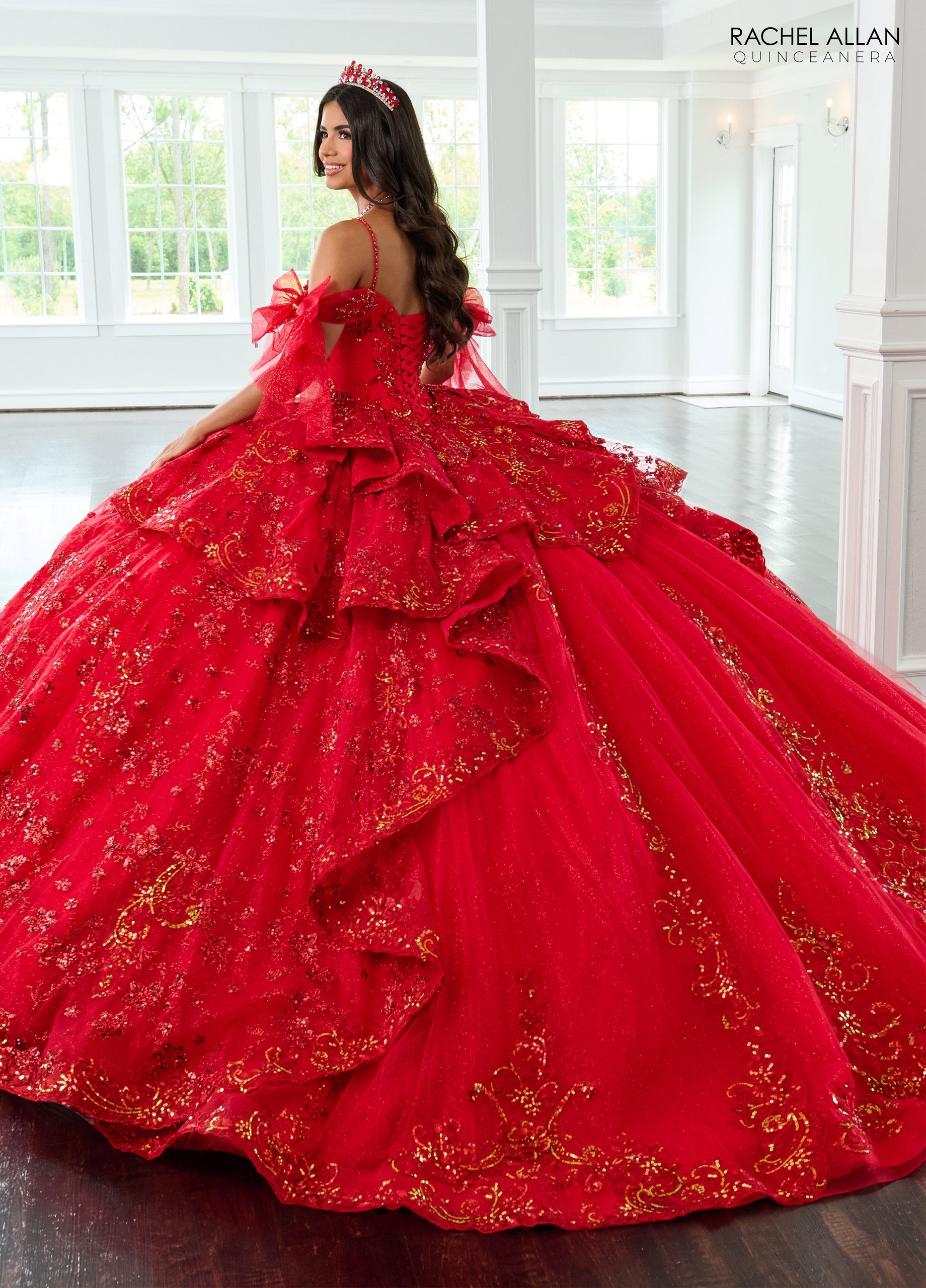 Mary's Bridal Off Shoulder Bow Quinceanera Dress by Rachel Allan RQ3147 - view 2
