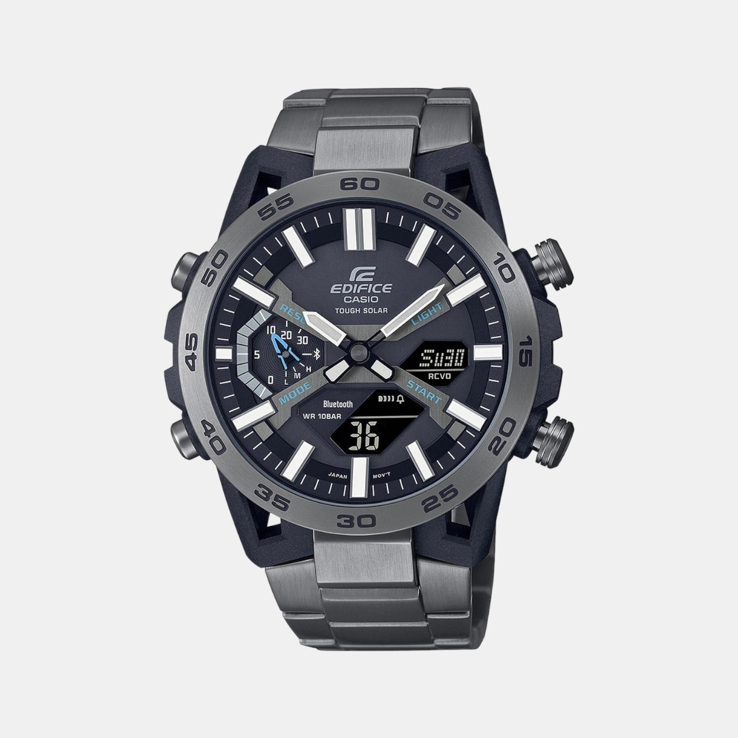 Casio Edifice Men Quartz Grey Dial Analog-Digital Stainless Steel Watch ED565