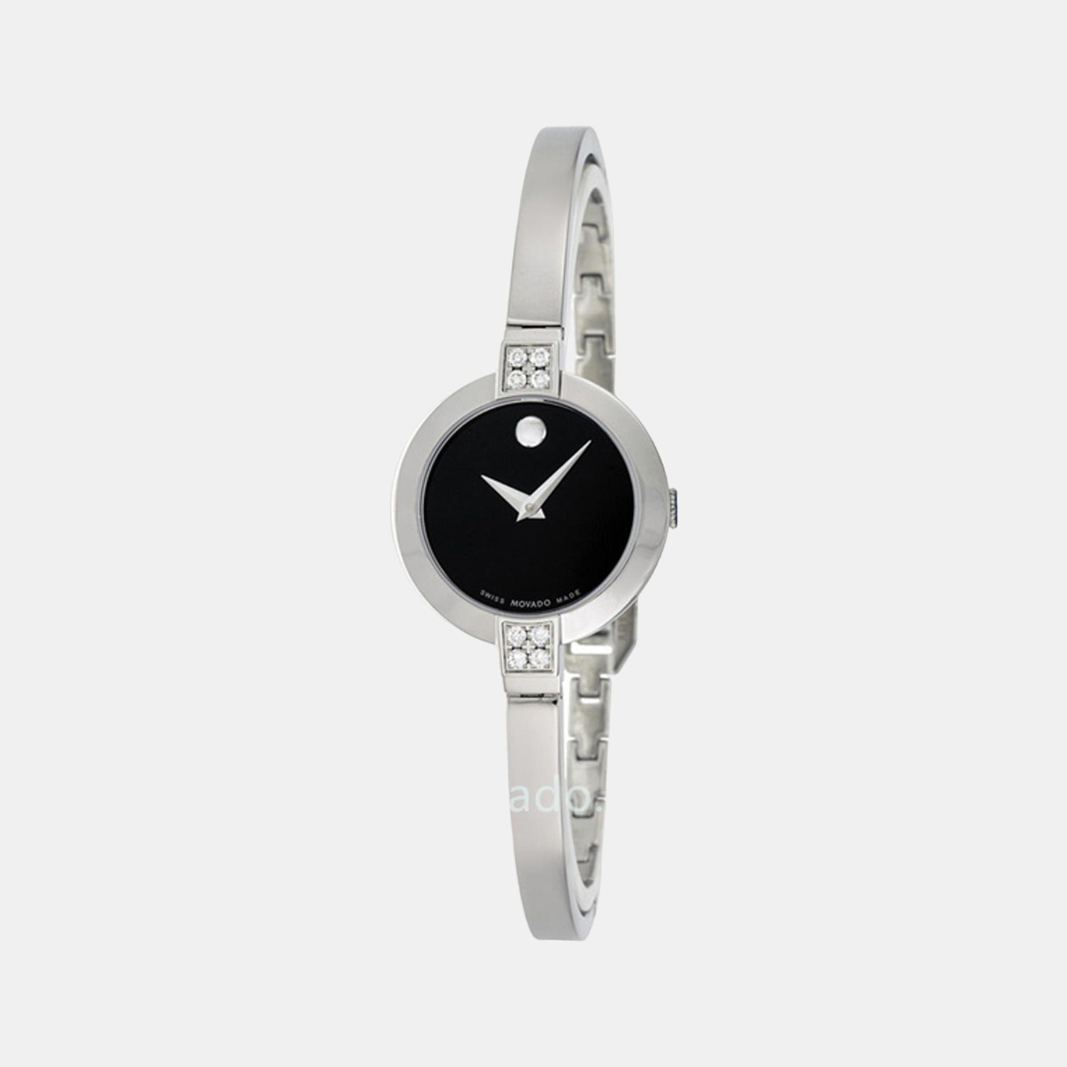Movado Bela Women Quartz Black Dial Analog Stainless Steel Watch 605855
