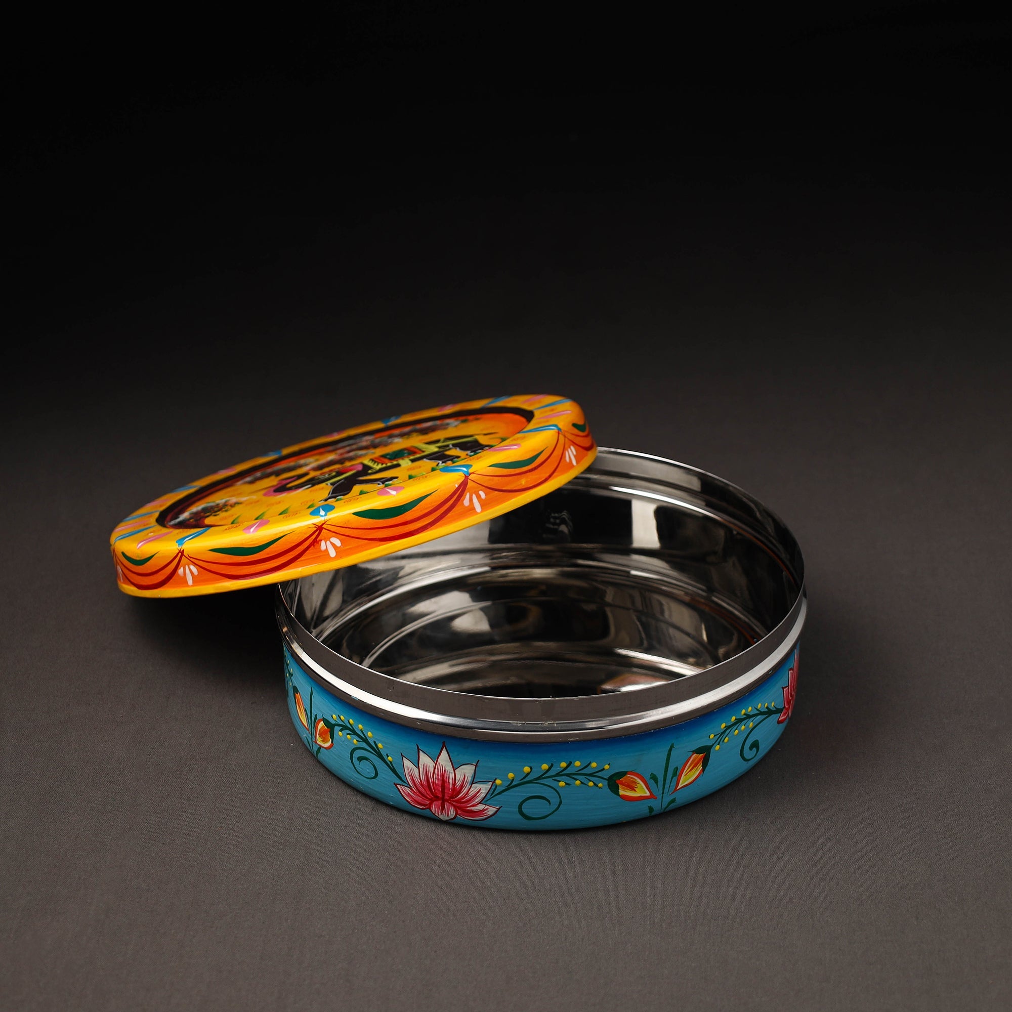 AAYAAS Banaras Handpainted Stainless Steel Roti Box 03 - view 2