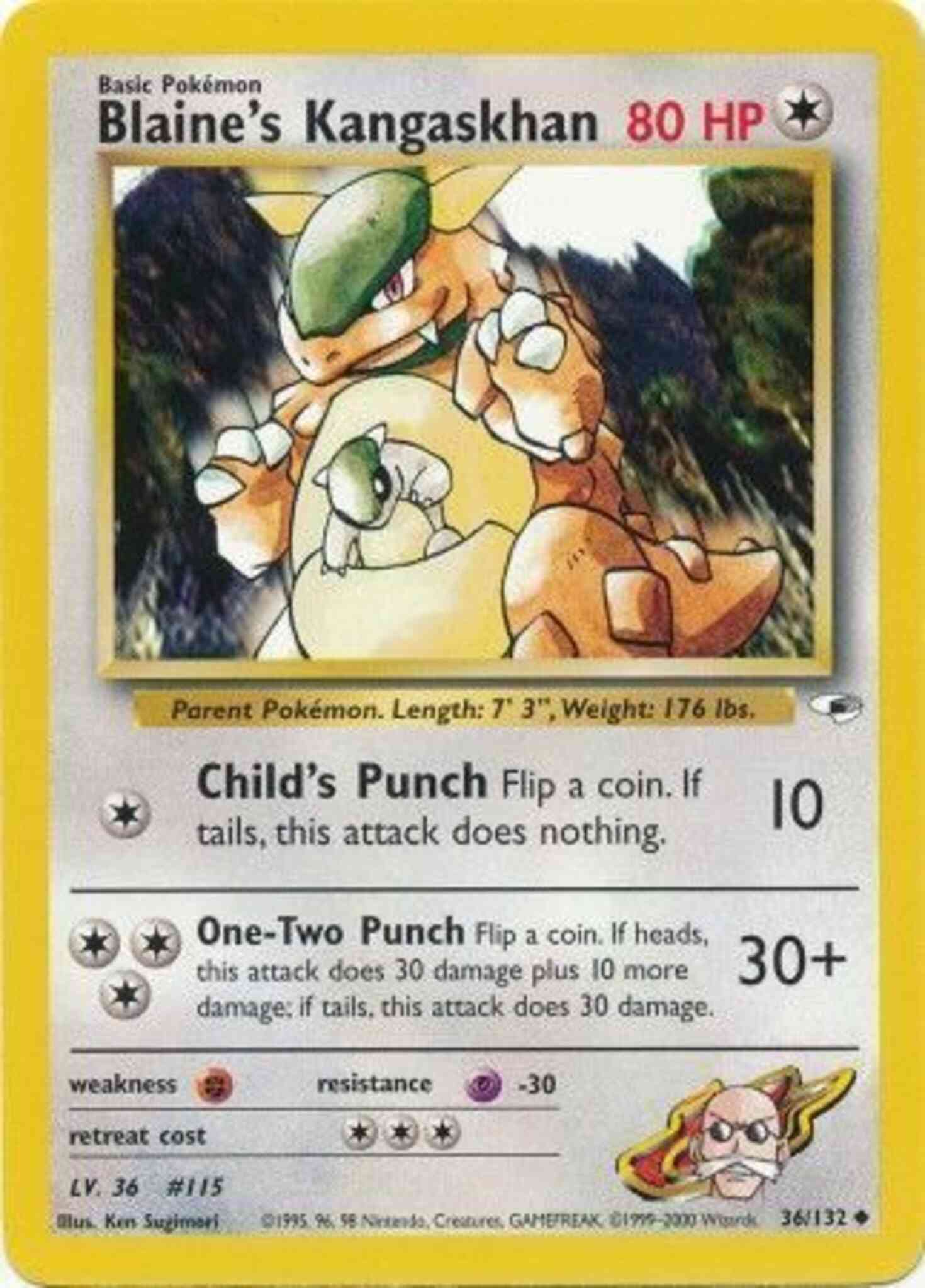 Unlimited gym1u-36 non-holo – Pokémon Blaine's Kangaskhan - 36/132 - Uncommon - Unlimited [gym1U-36] [Non-Holo]