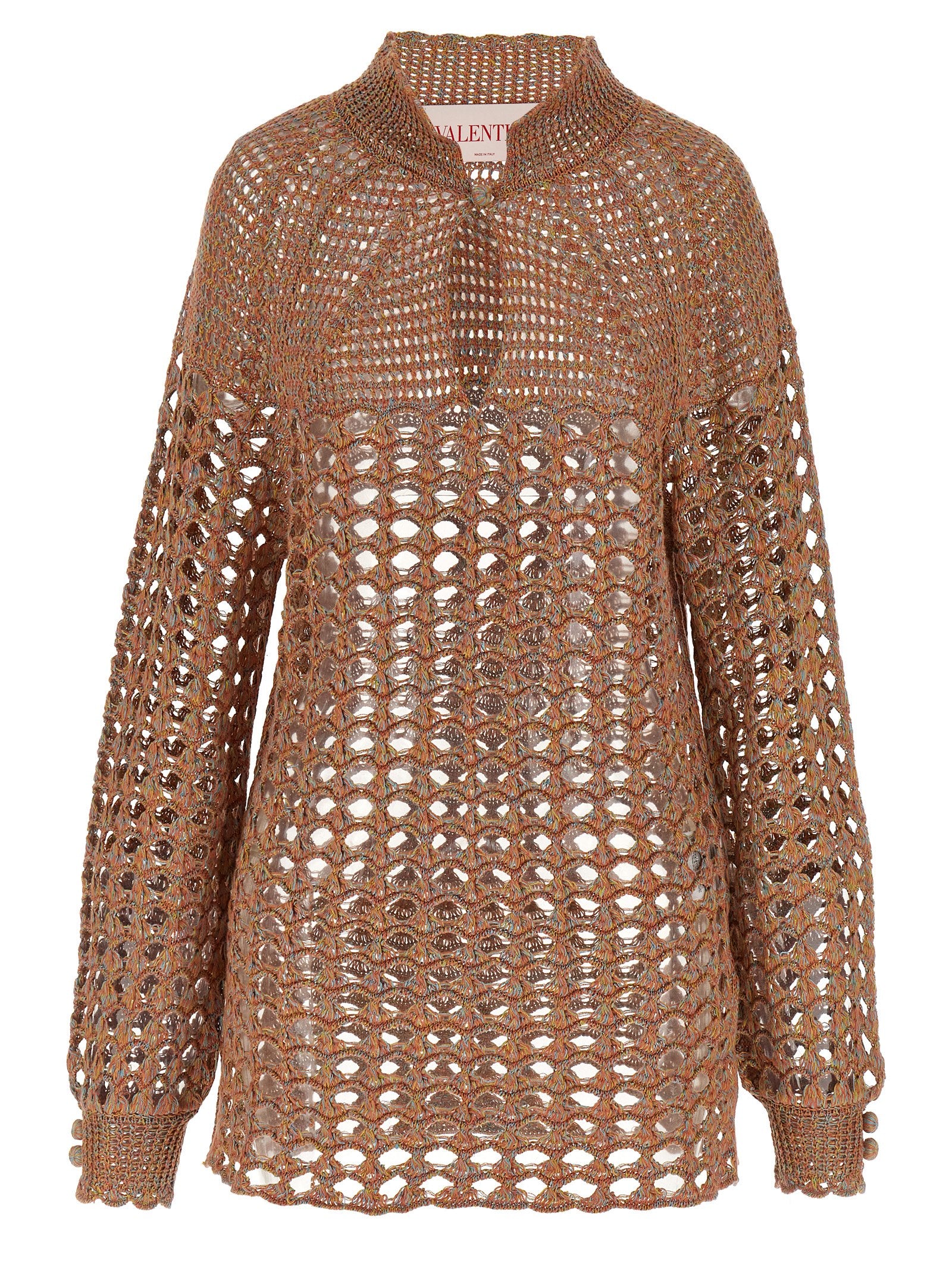 Valentino Garavani Openwork Sweater – 66% linen, 34% cotton