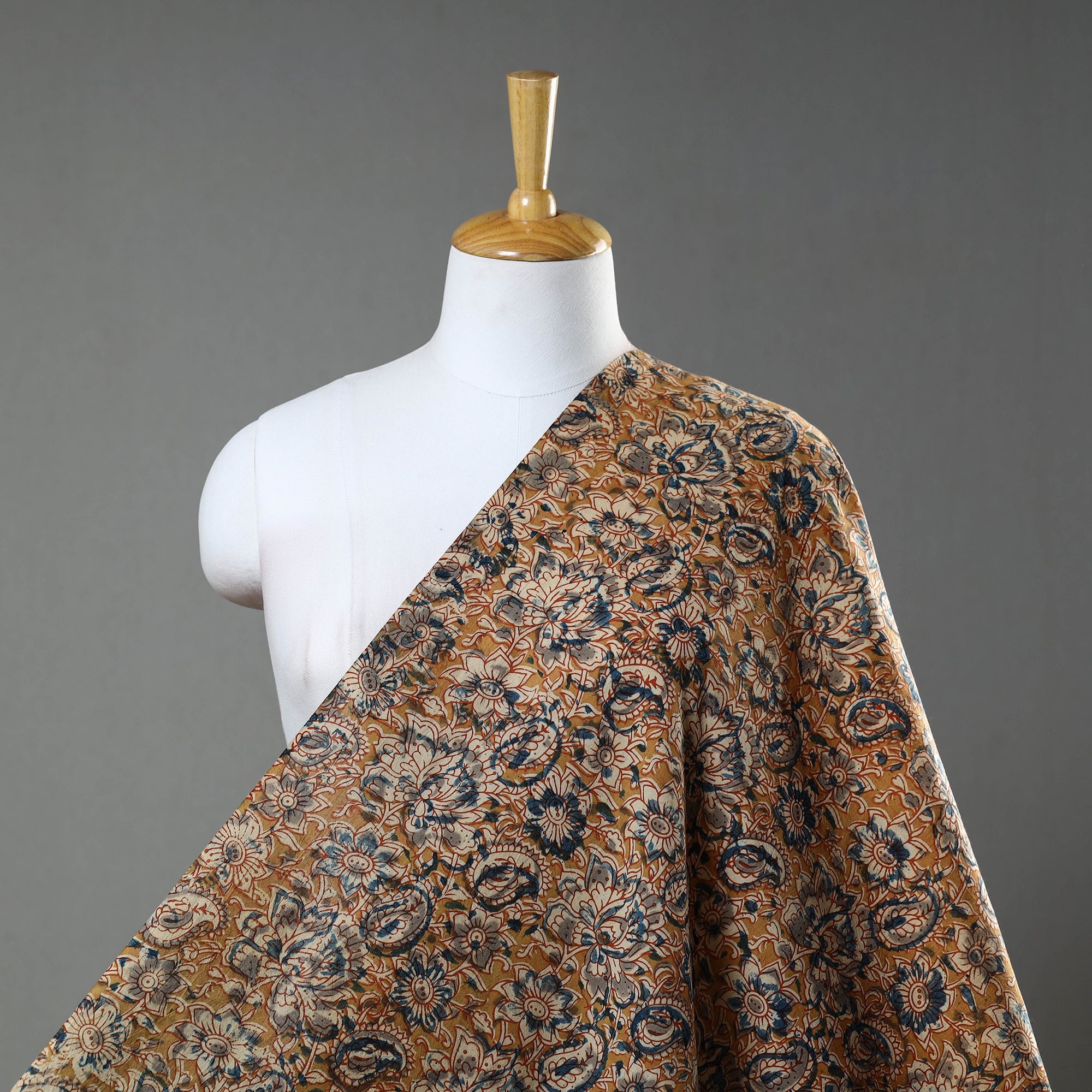SOUTH KARGHA Brown - Natural Dyed Block Print Cotton Kalamkari Fabric 15