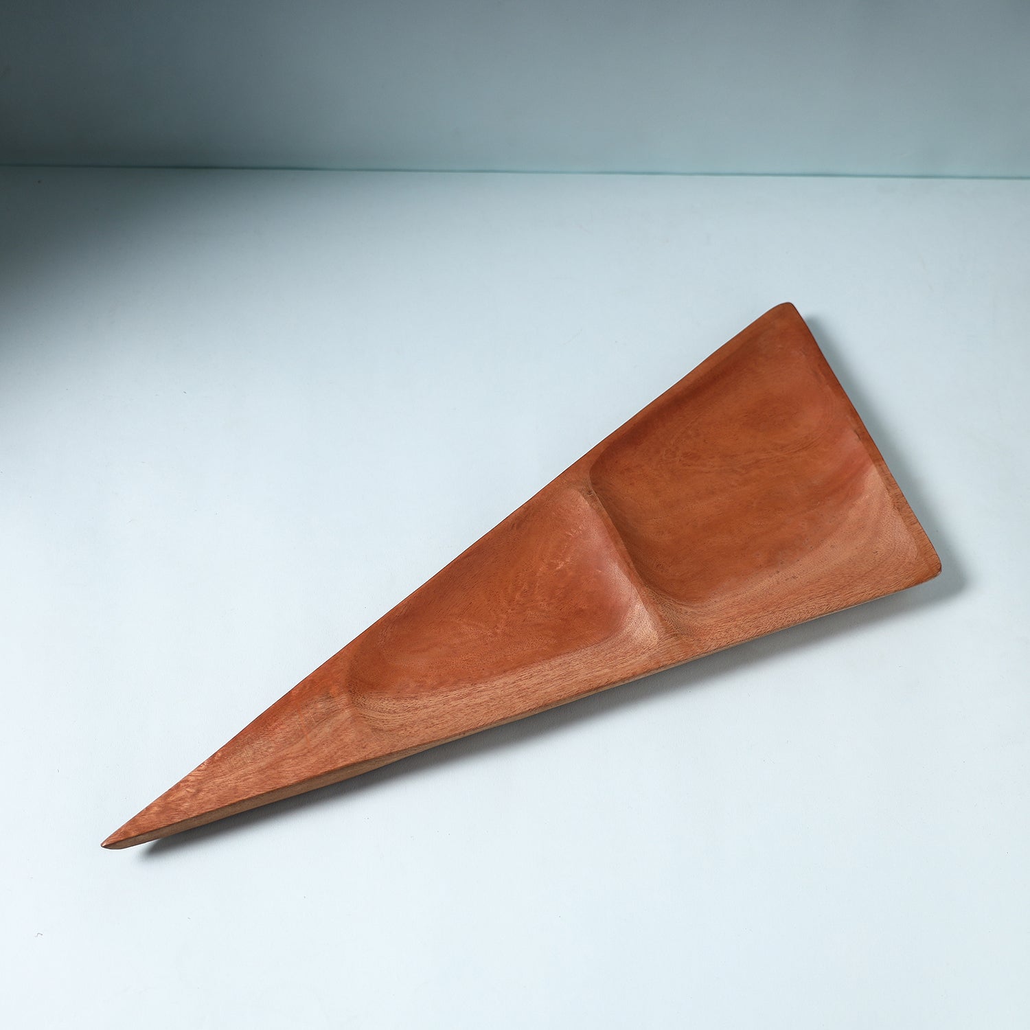 ITOKRI CRAFTS INITIATIVE Brown - Hand Carved Natural Mahogany Wooden Triangle Tray (19 x 8 in) - view 2