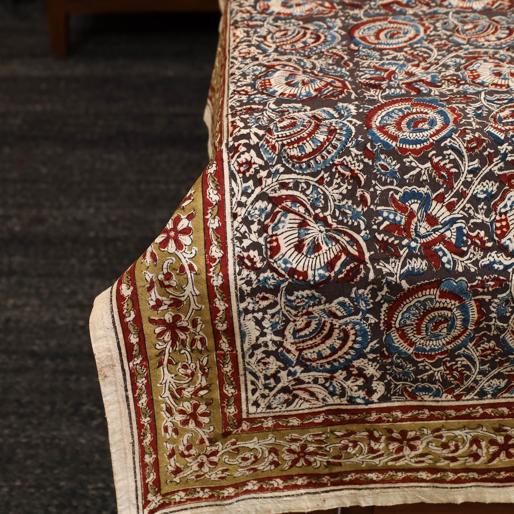 PITCHUKA SRINIVAS KALAMKARI PEDANA Black - Block Print Cotton Pedana Kalamkari Bed Sheet 09 - view 3
