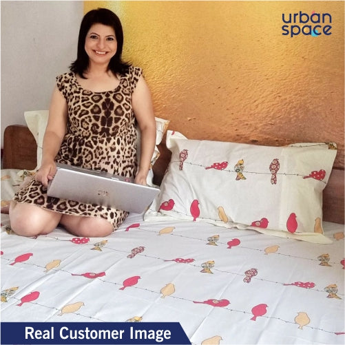 Urban Space -Home Furnishing Store Fitted King Size Cotton Bedsheet - humming bird - view 2