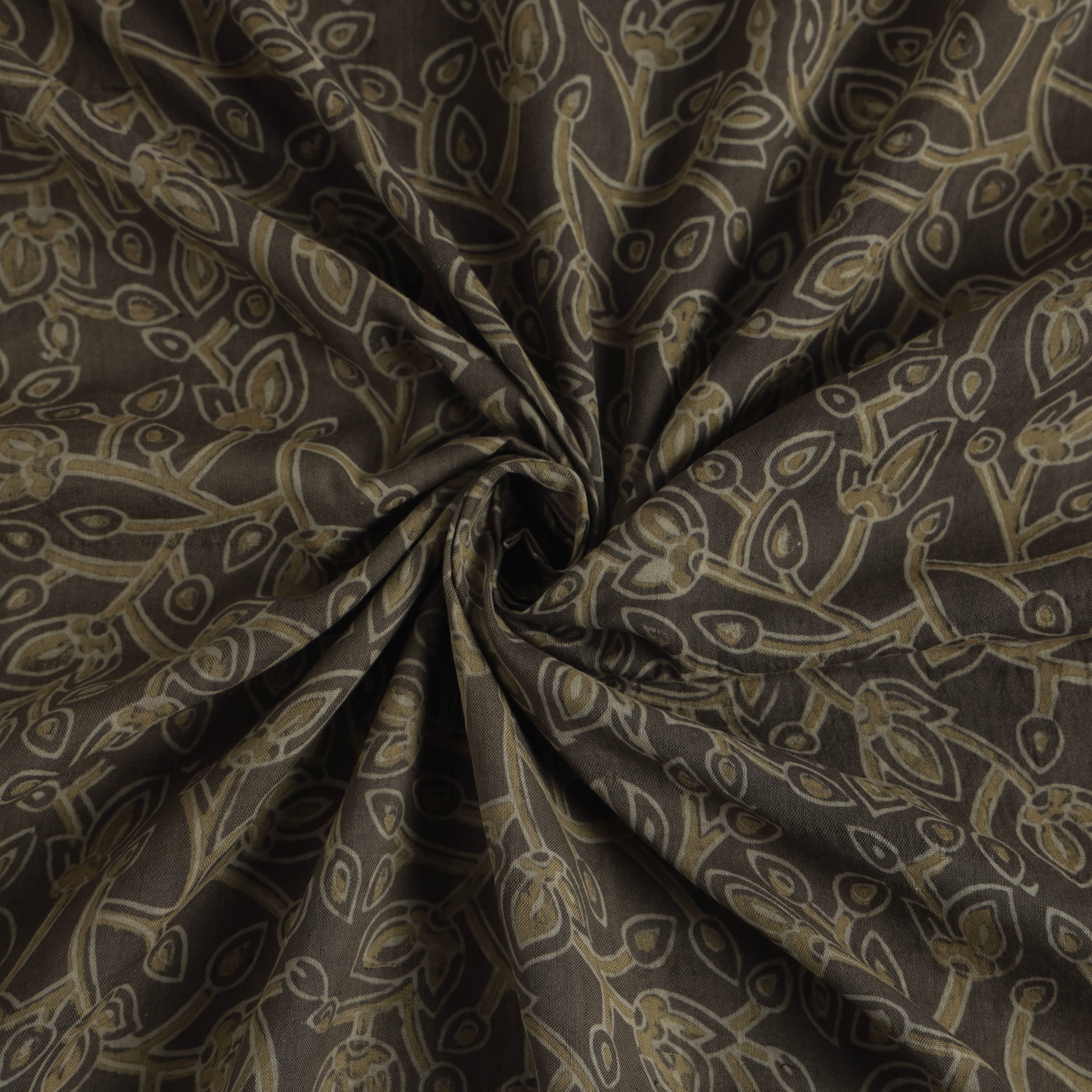 SOUTH KARGHA Brown - Mulberry Silk Cotton Akola Hand Block Printed Handloom Fabric - view 2